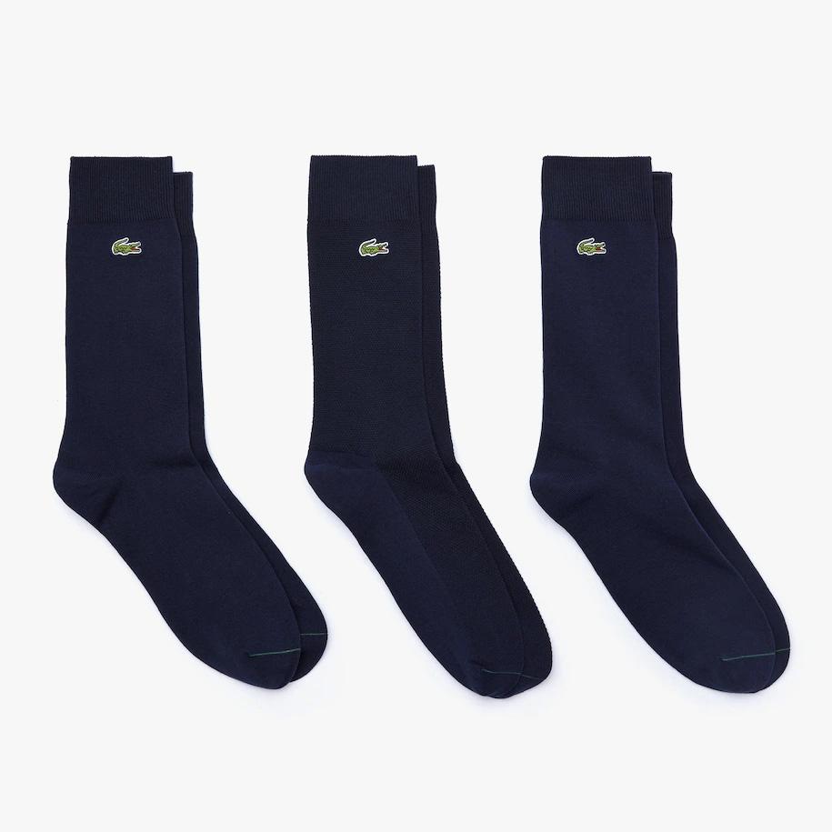 Lacoste Mens Cotton Blend Sport Socks (3 Pairs) Navy Blue