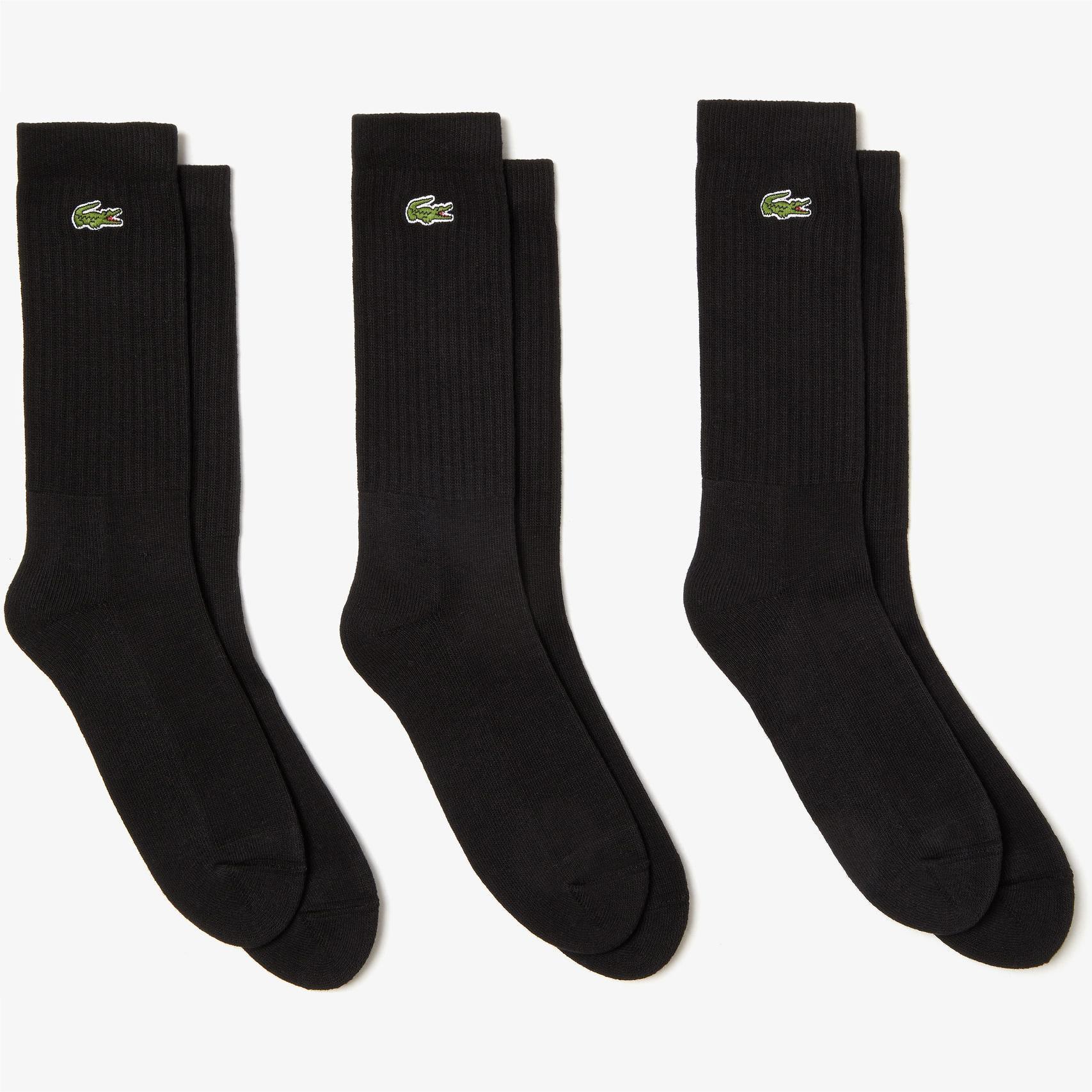 Lacoste Mens Sport Socks (3 Pairs) - Black - Tennisnuts.com