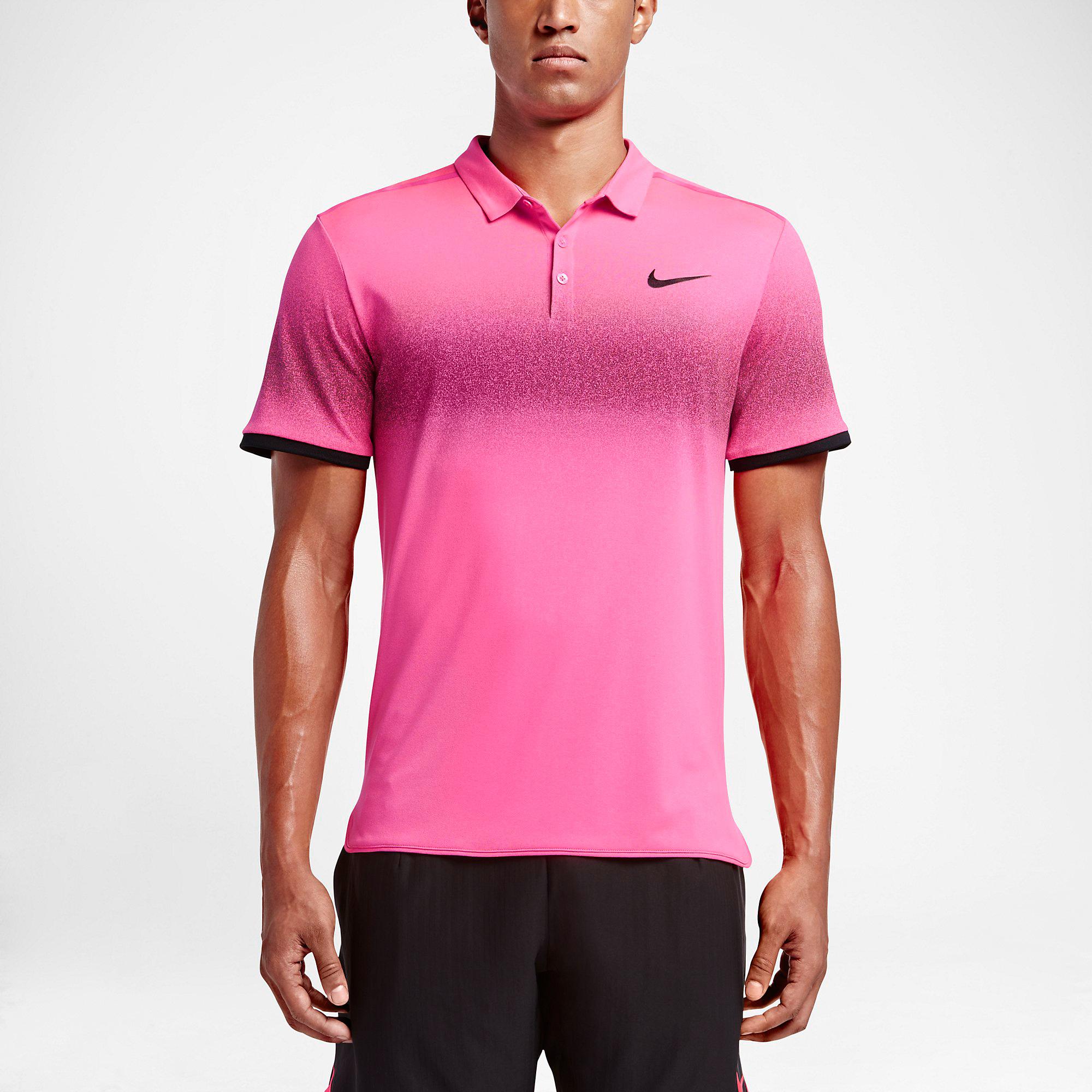 tanque Exquisito Escalera Nike Mens Advantage Premier RF Polo - Hyper Pink/Black - Tennisnuts.com