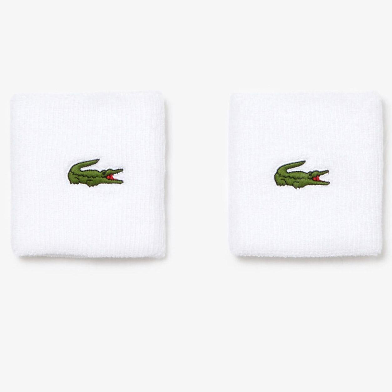 Lacoste Stretch Jersey Wristbands - White - Tennisnuts.com