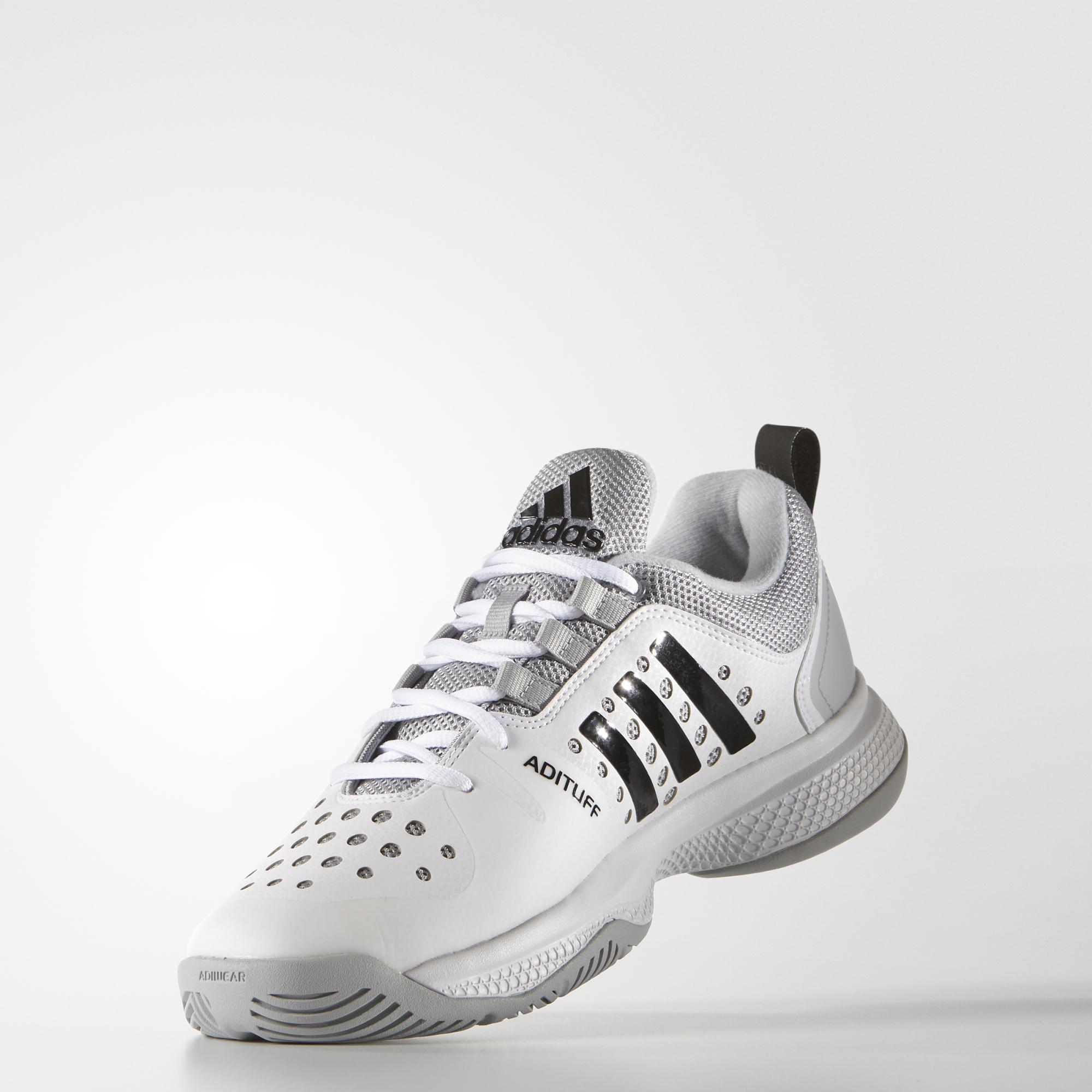 Adidas Mens Barricade Classic Bounce Tennis Shoes - White/Grey ...
