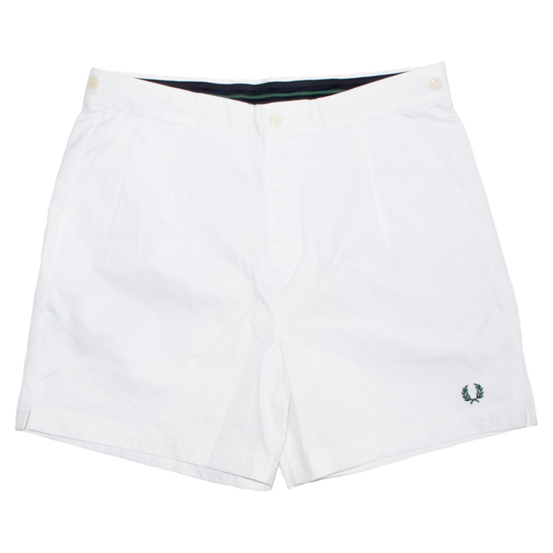 Fred Perry Mens Cotton Tailored Tennis Shorts - White/Green ...