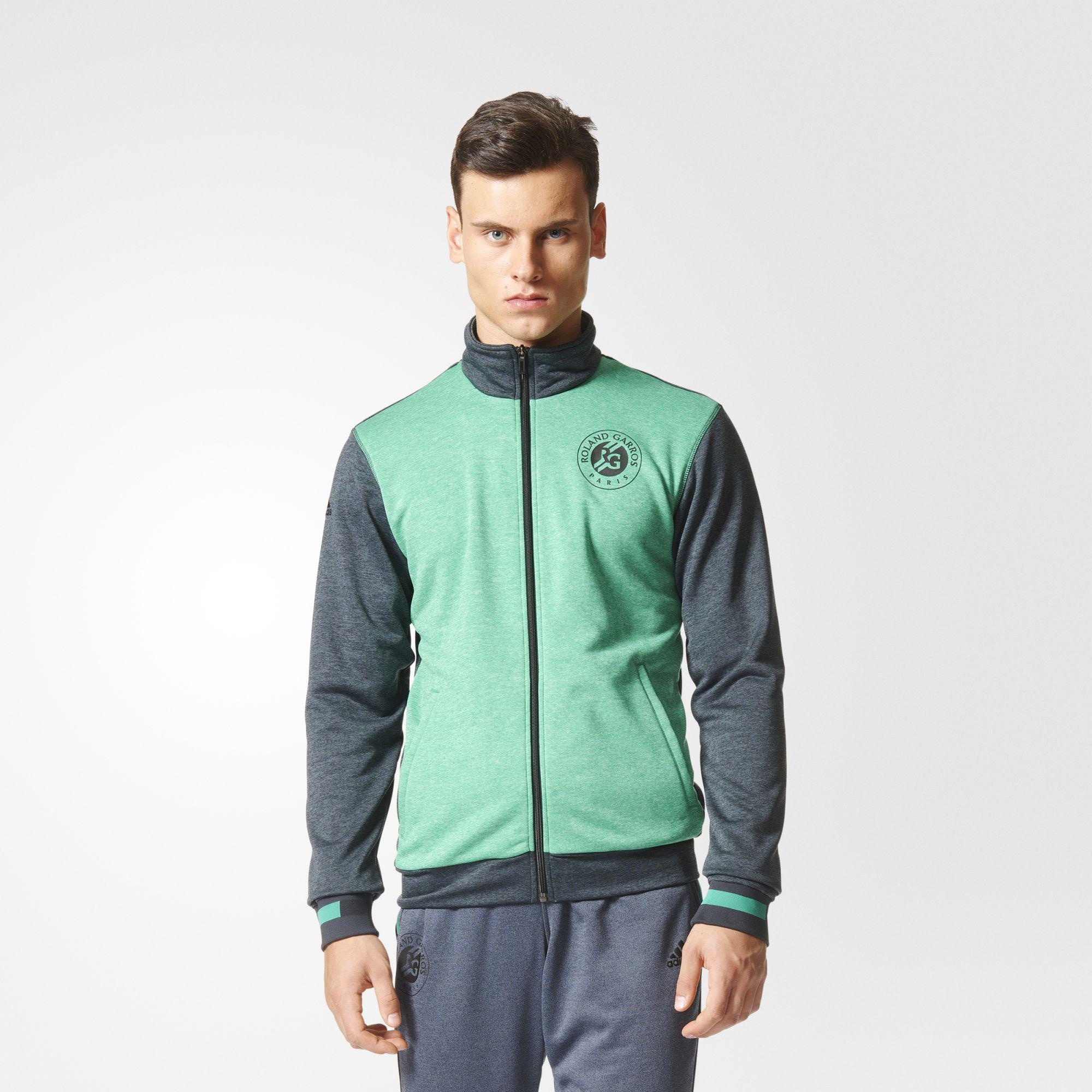Adidas Mens Roland Garros Jacket - Green/Night Grey ...