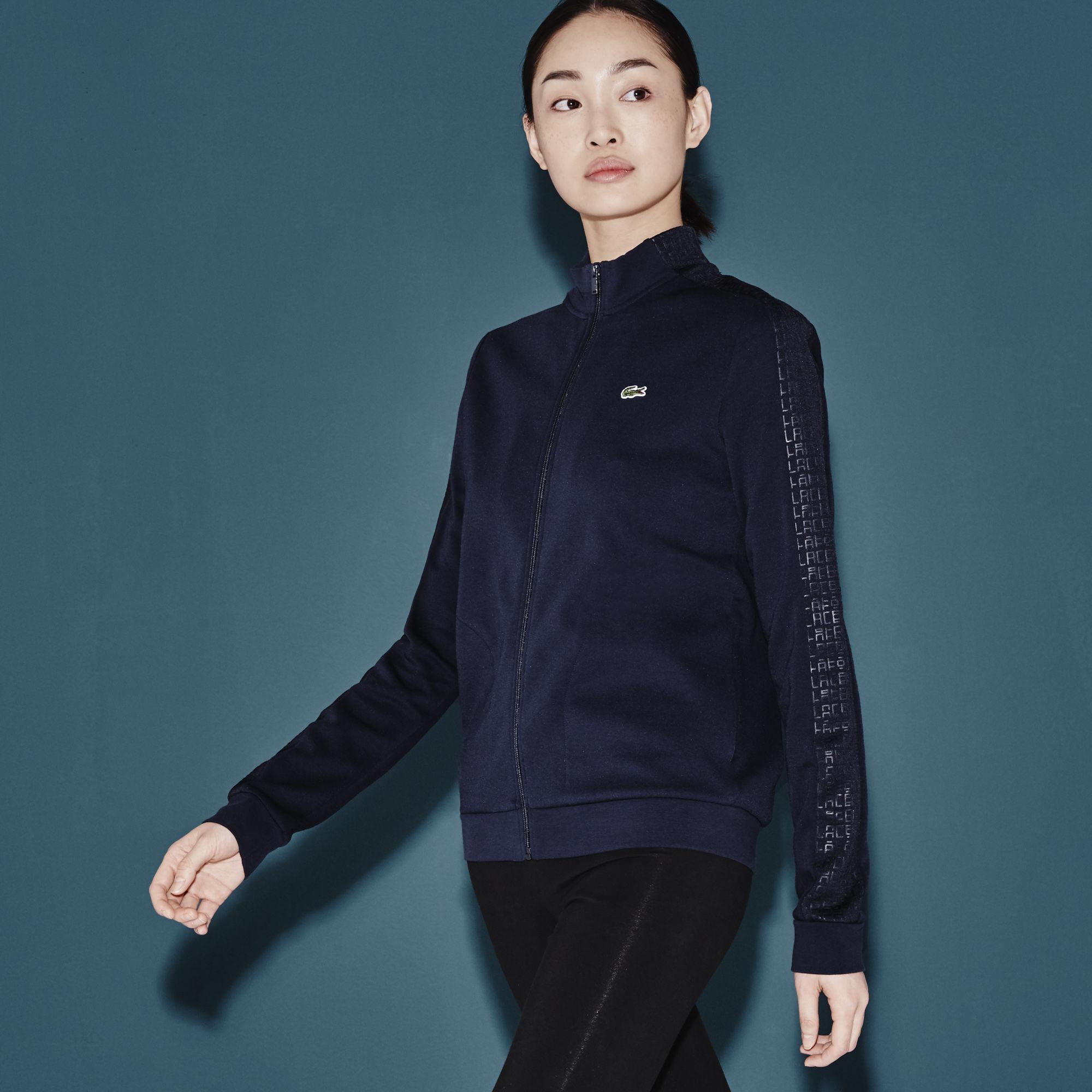Lacoste Womens Zippered TwoPly Jacket Navy Blue