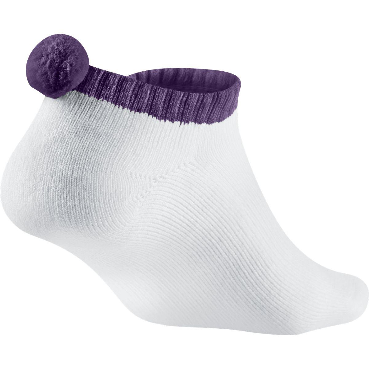 Nike Womens Pom-Pom Socks (1 Pair) - White/Violet - Tennisnuts.com
