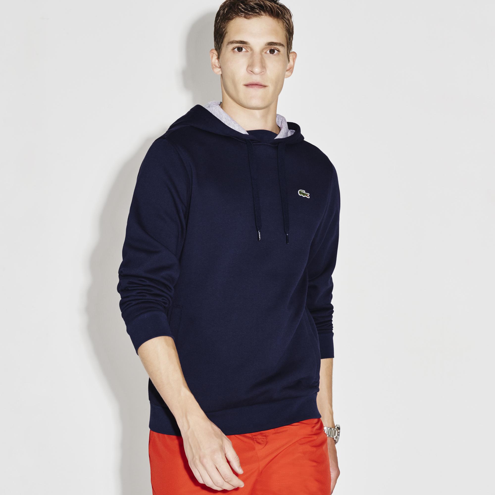 Lacoste Mens Hooded Fleece Sweatshirt Navy