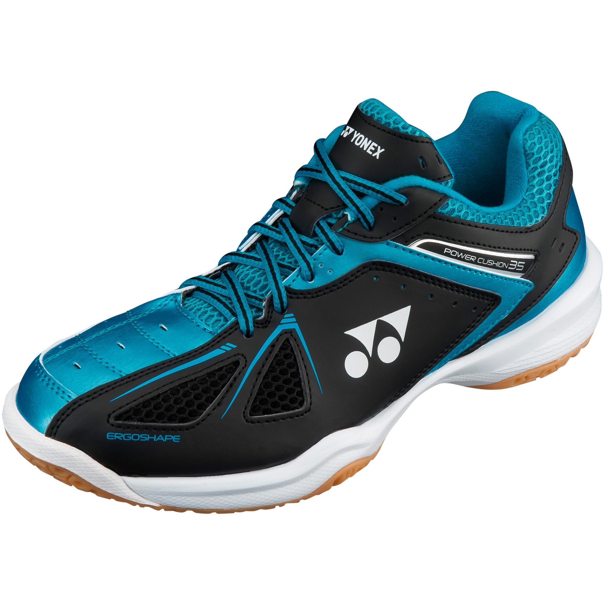 Yonex Mens Power Cushion SHB 35 Badminton Shoes Black Blue 10 Black