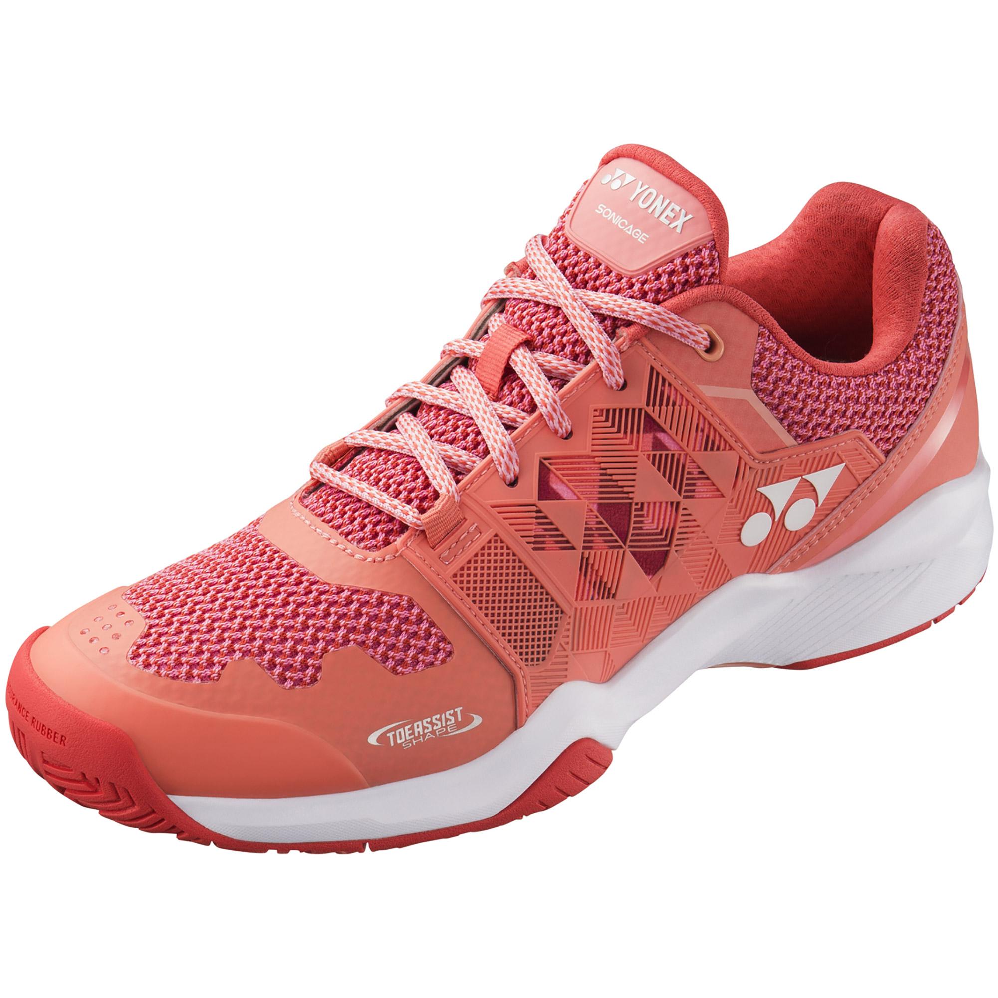 Yonex Womens Sonicage Tennis Shoes - Coral/Pink - Tennisnuts.com