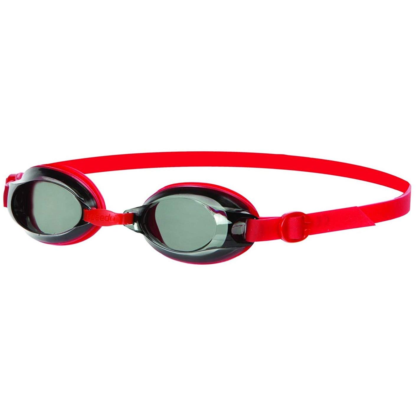 red swimming goggles
