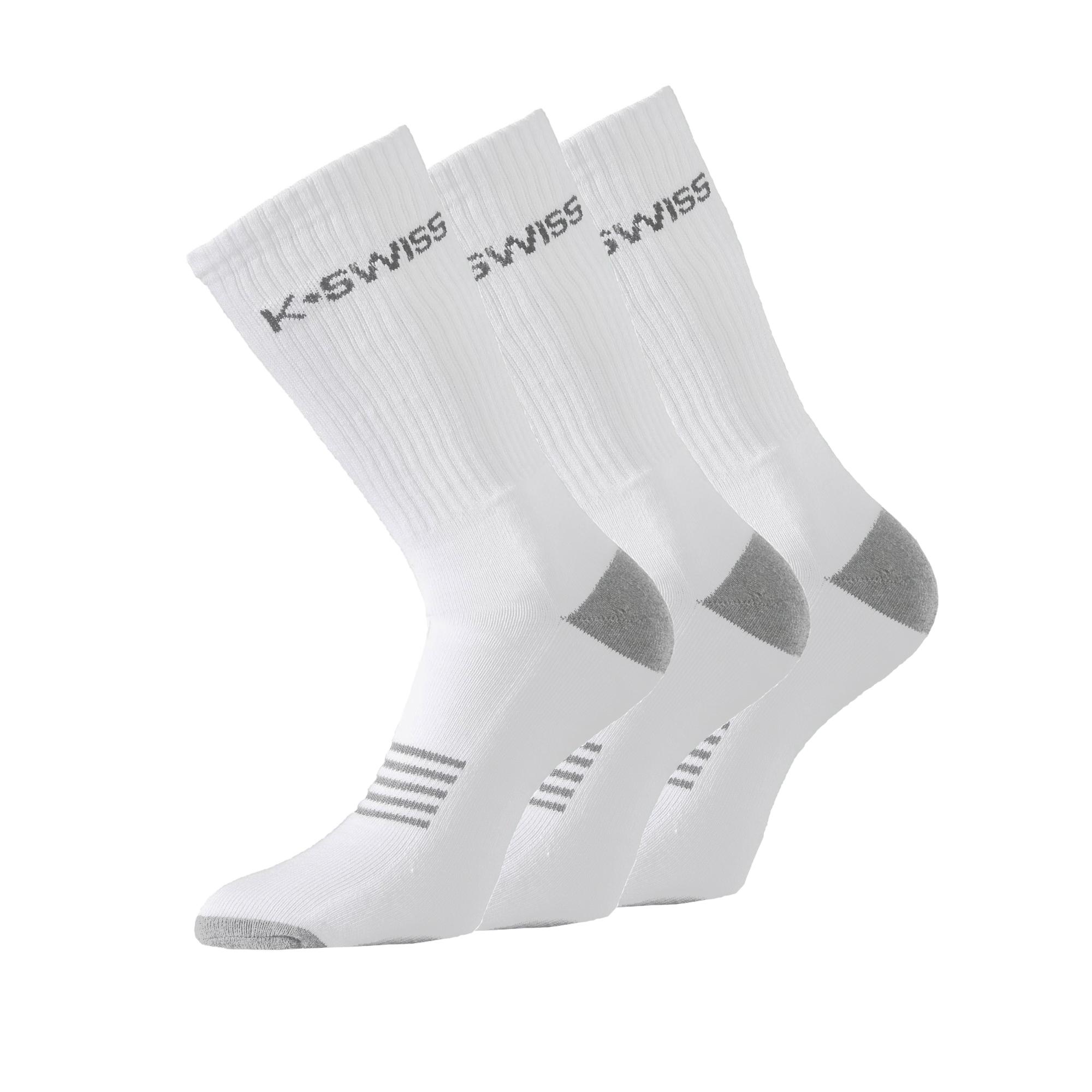 KSwiss Mens All Court Socks (3 Pack) White/Grey