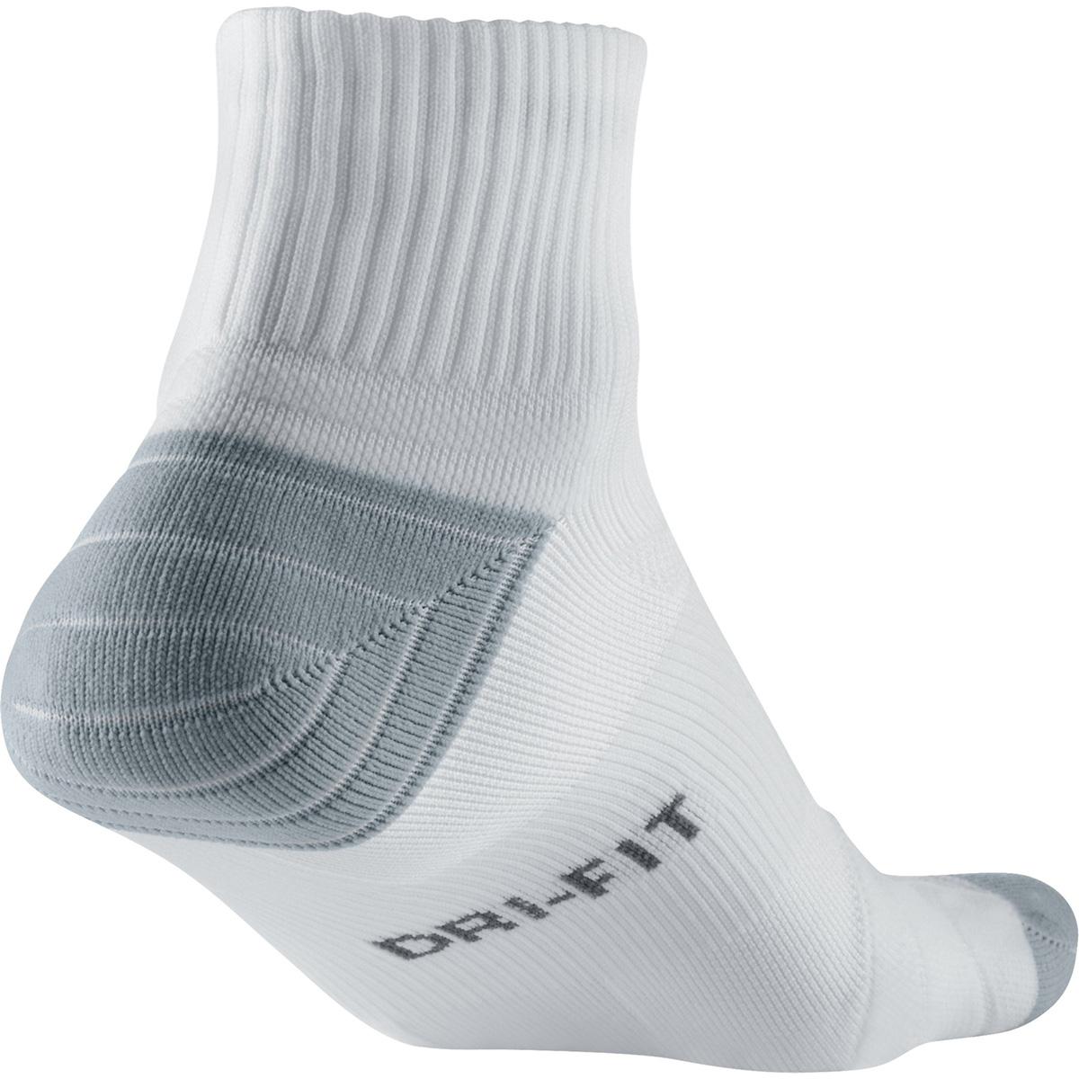 Nike Elite Cushion Quarter Running Socks (1 Pair) White/Grey