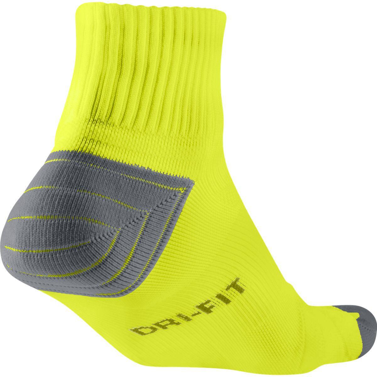 Nike Elite Cushion Quarter Running Socks (1 Pair) Cyber Green