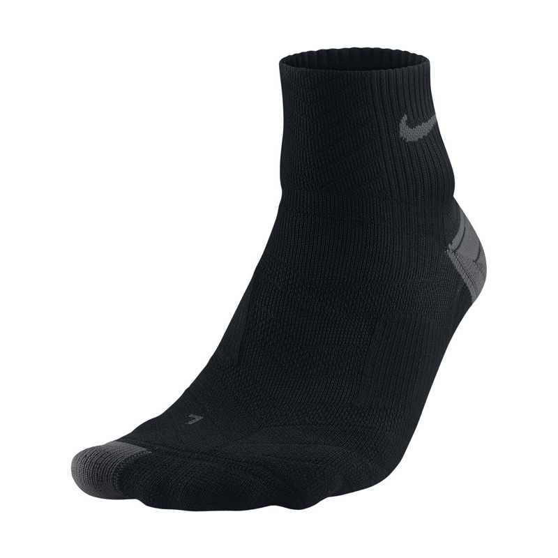 Nike Elite Cushion Quarter Running Socks (1 Pair) - Black - Tennisnuts.com