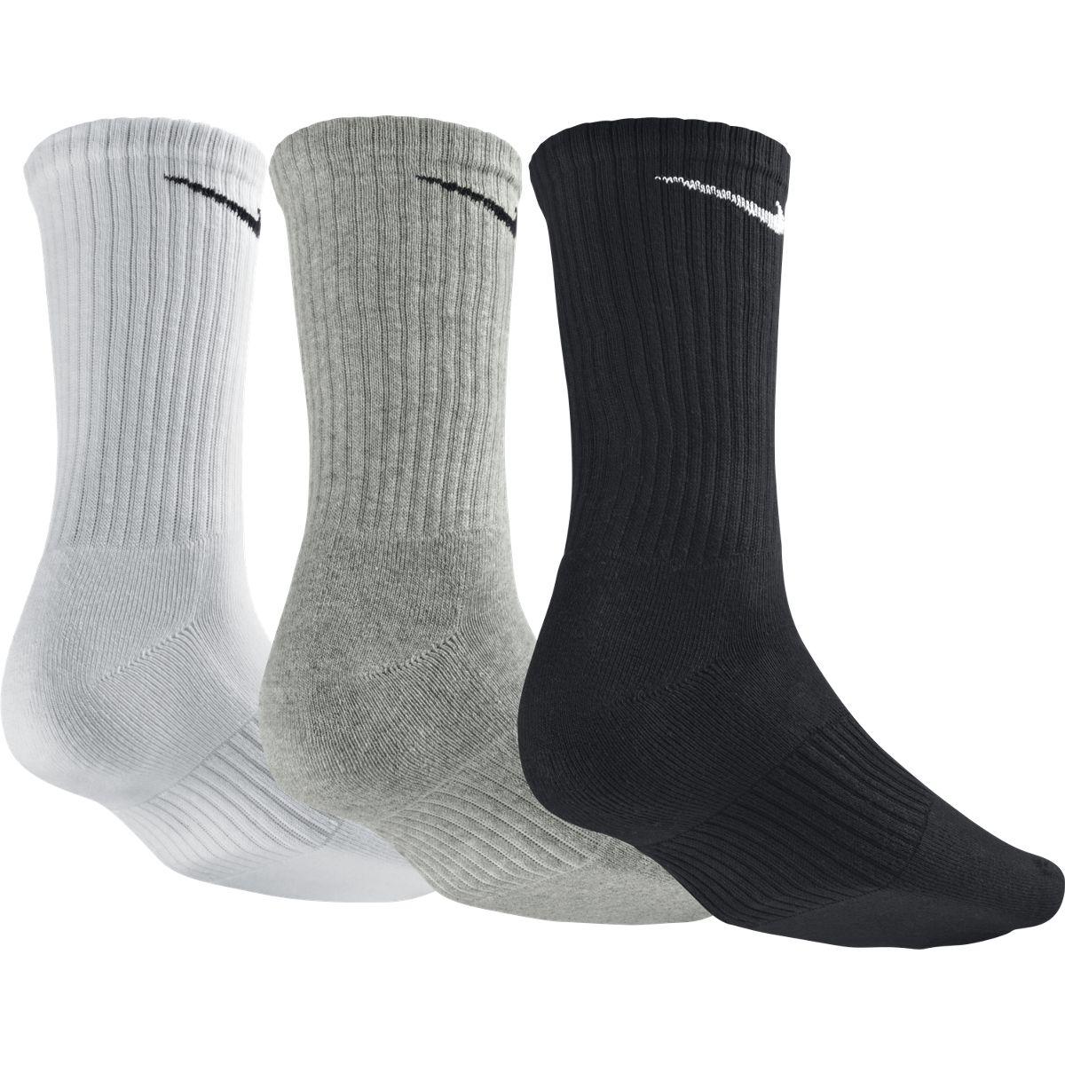 Nike Cotton Half-Cushion Crew Socks (3 Pairs) - White/Grey/Black ...