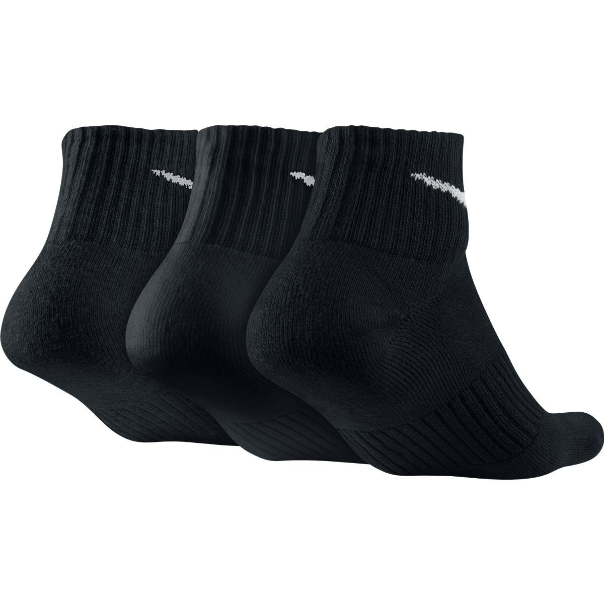 Nike Cotton Half-Cushion Quarter Trainer Liner Socks (3 Pairs) - Black ...