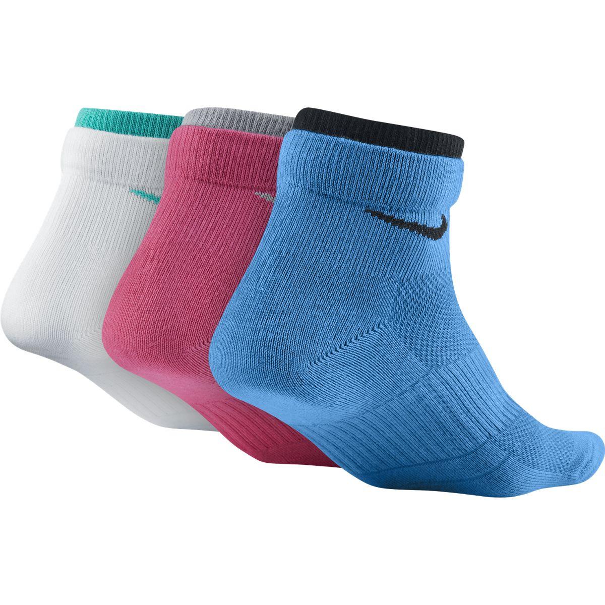 Nike Womens Dri-FIT Lightweight Quarter Socks (3 Pairs) - White/Blue ...