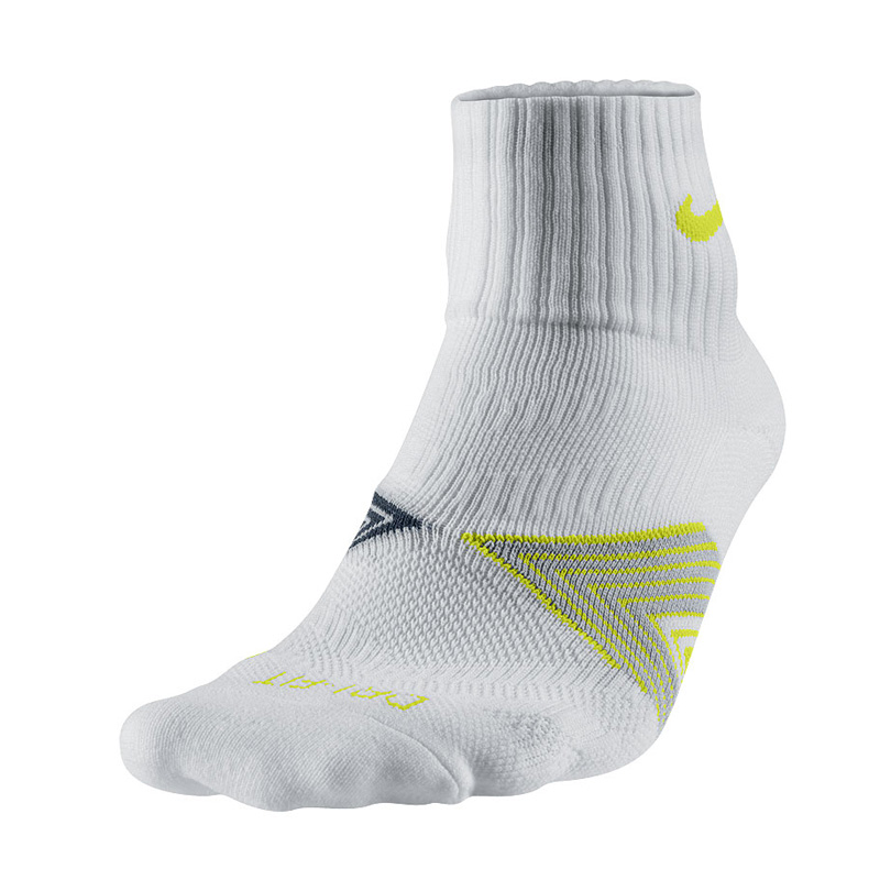 Nike Dri-FIT Cushion Running Socks (1 Pair) - White/Cyber - Tennisnuts.com