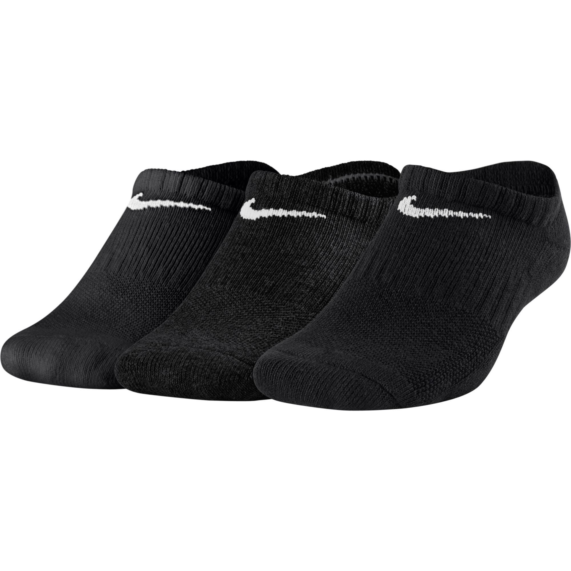 Nike Kids Performance Cushioned No-Show Tennis Socks (3 Pairs) - Black ...