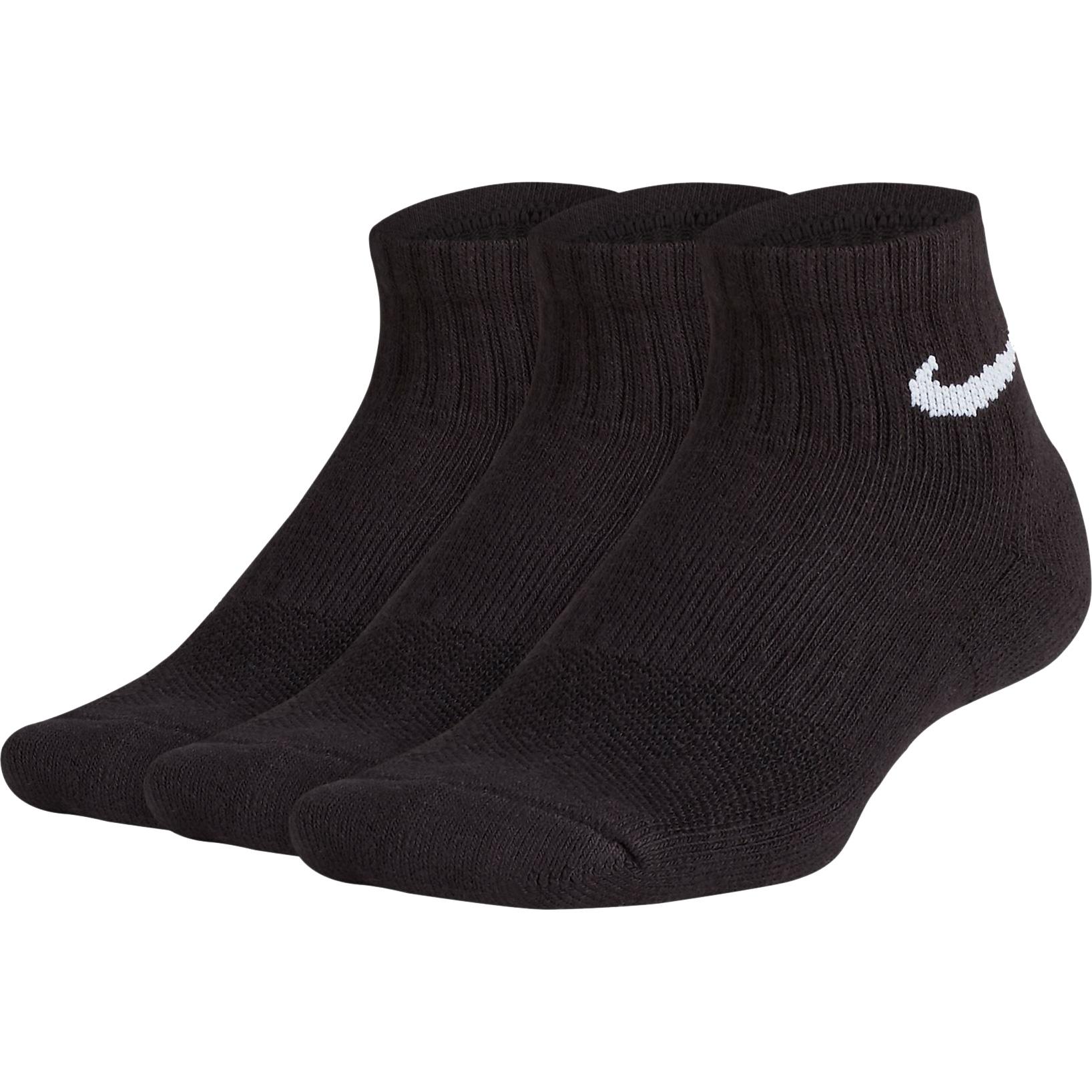 Nike Kids Performance Cushioned Quarter Tennis Socks (3 Pairs) Black