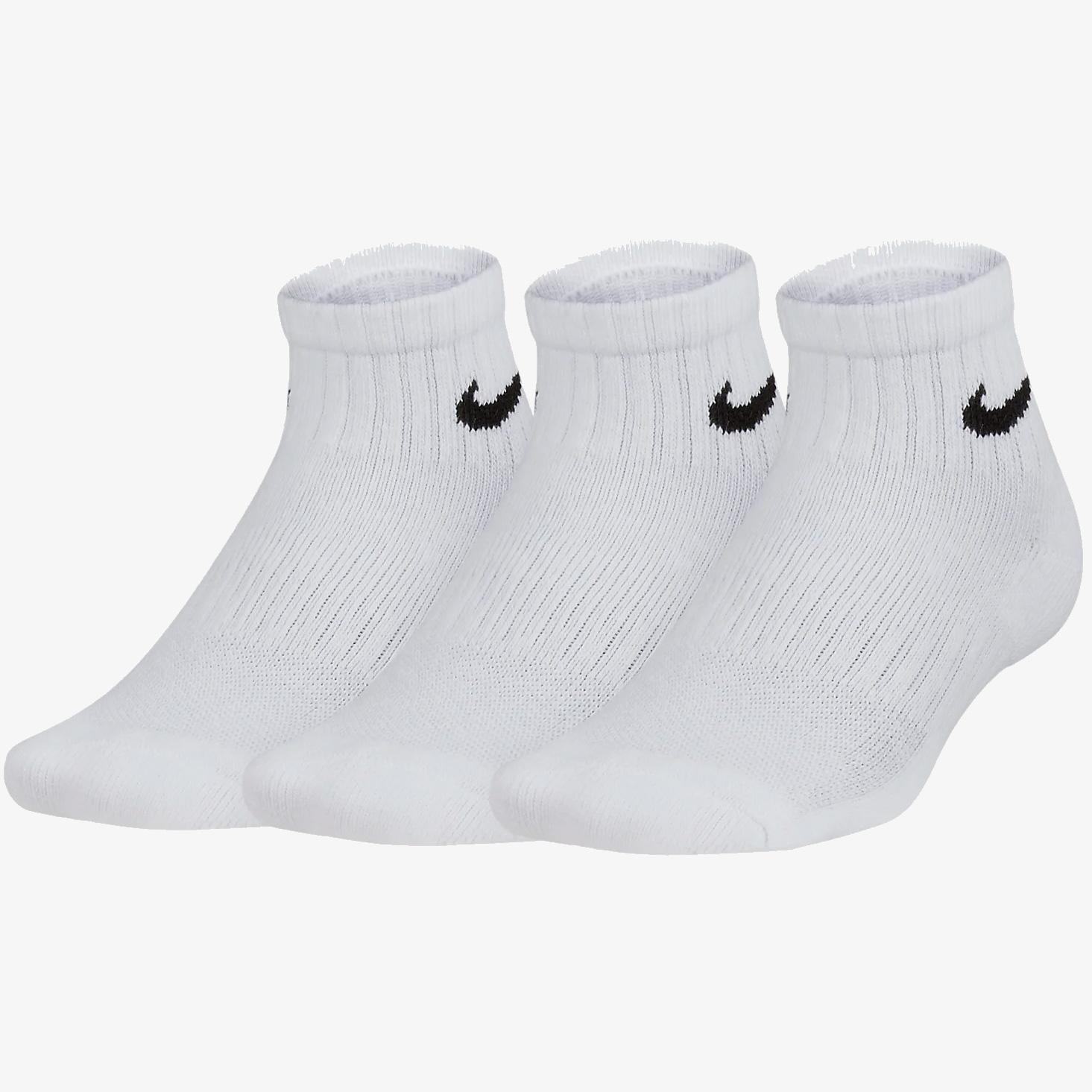 Nike Kids Cushioned Quarter Socks (3 Pairs) - White - Tennisnuts.com