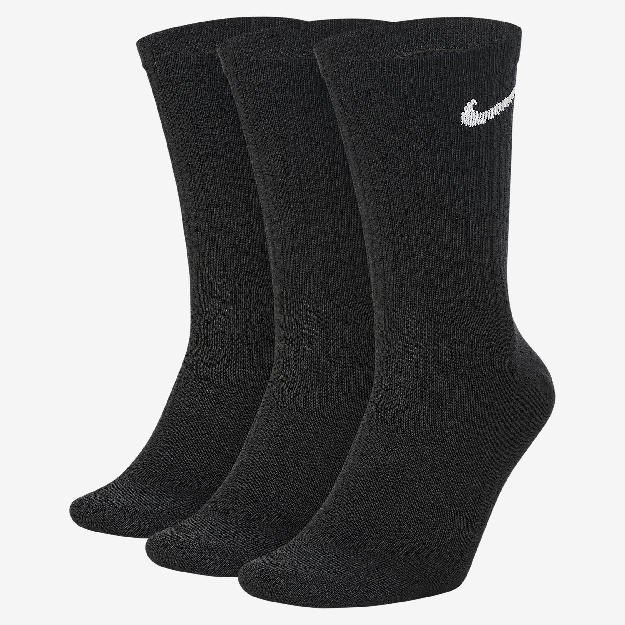 Nike Everyday Lightweight Crew Socks (3 Pairs) - Black - Tennisnuts.com