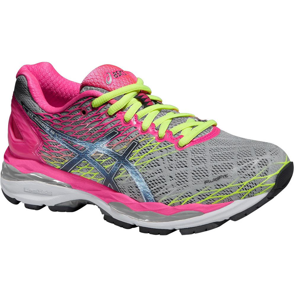 Asics Womens GEL-Nimbus 18 Running Shoes - Silver/Pink - Tennisnuts.com