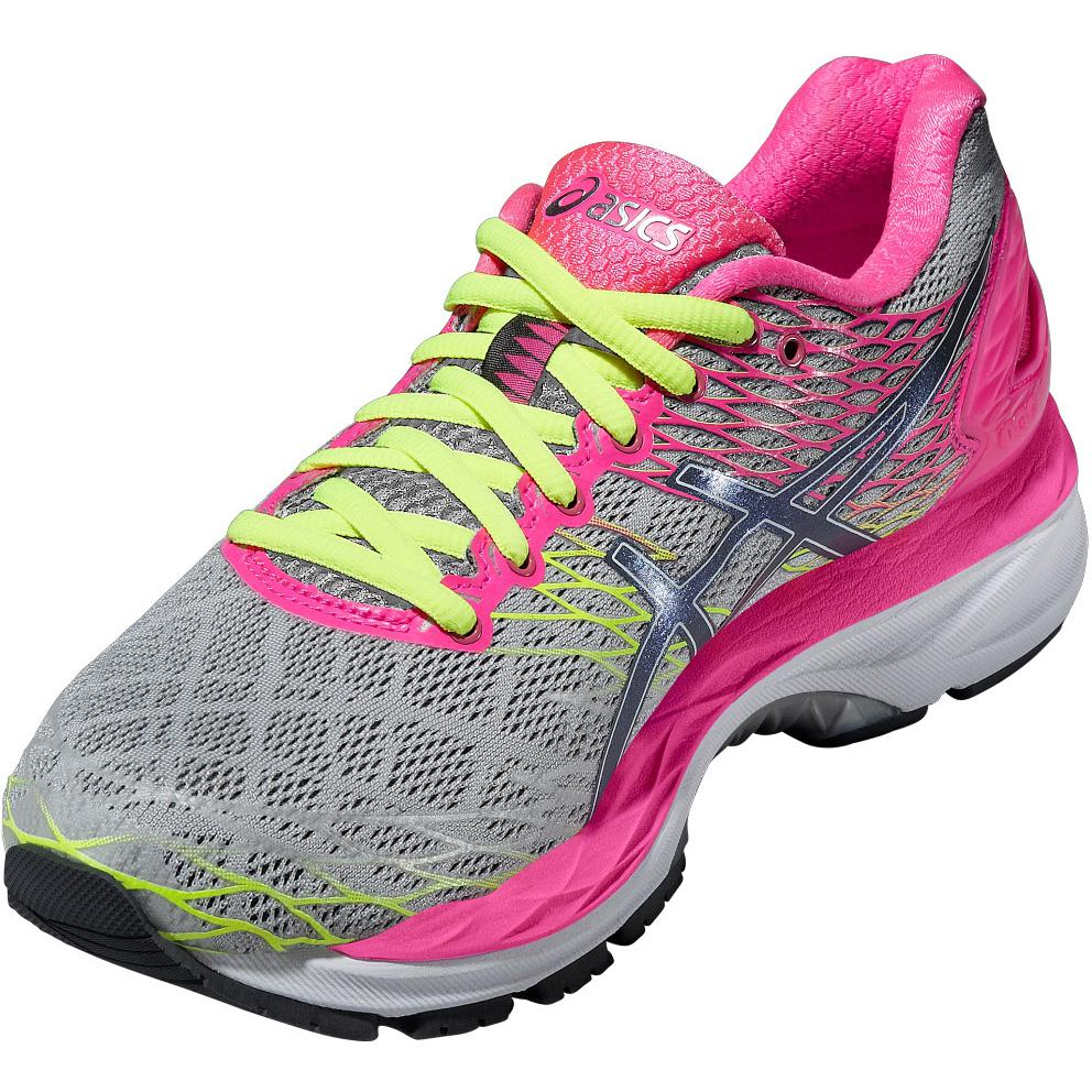 Asics Womens GELNimbus 18 Running Shoes Silver/Pink