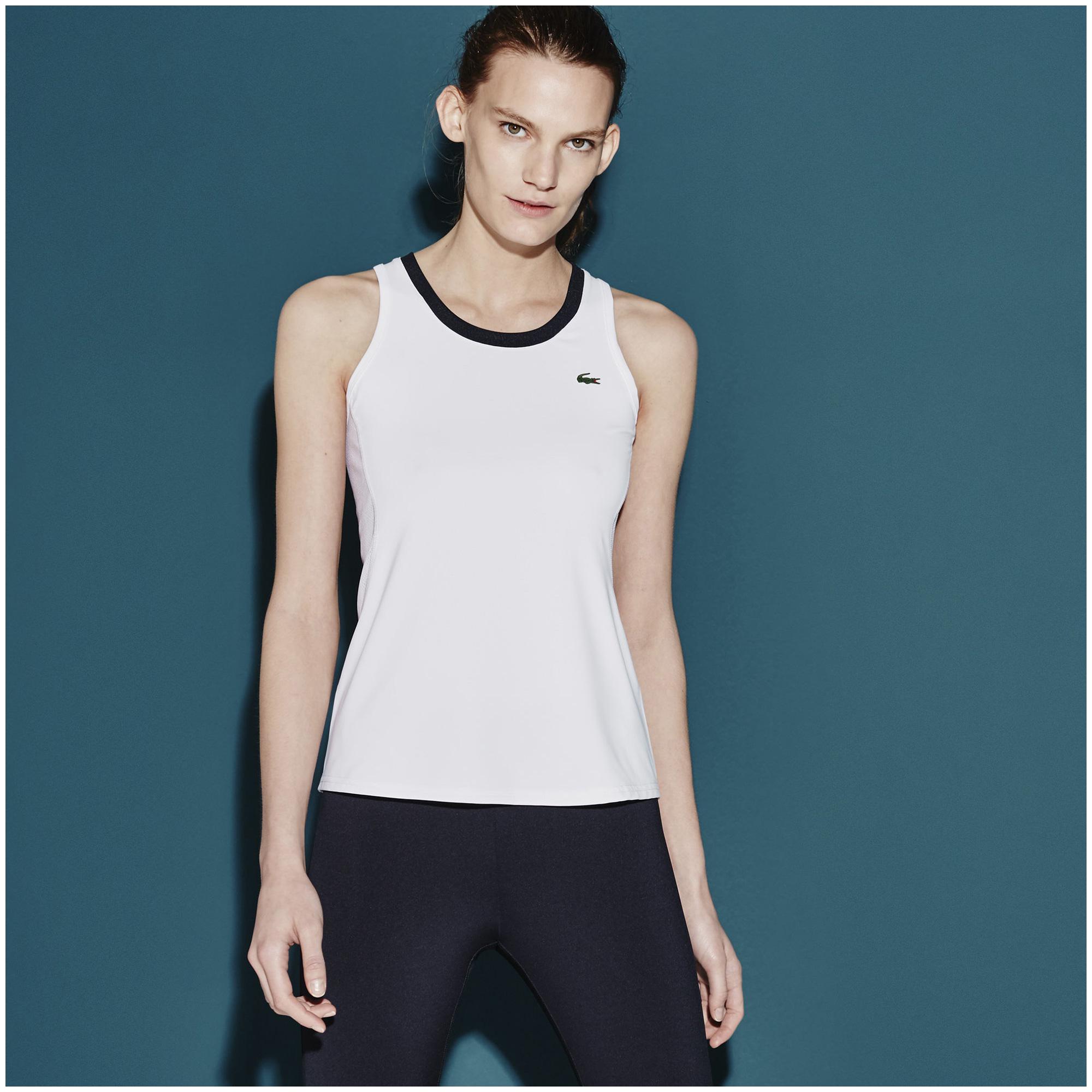 Lacoste Sport Womens Tennis Crew Tank Top White/Navy
