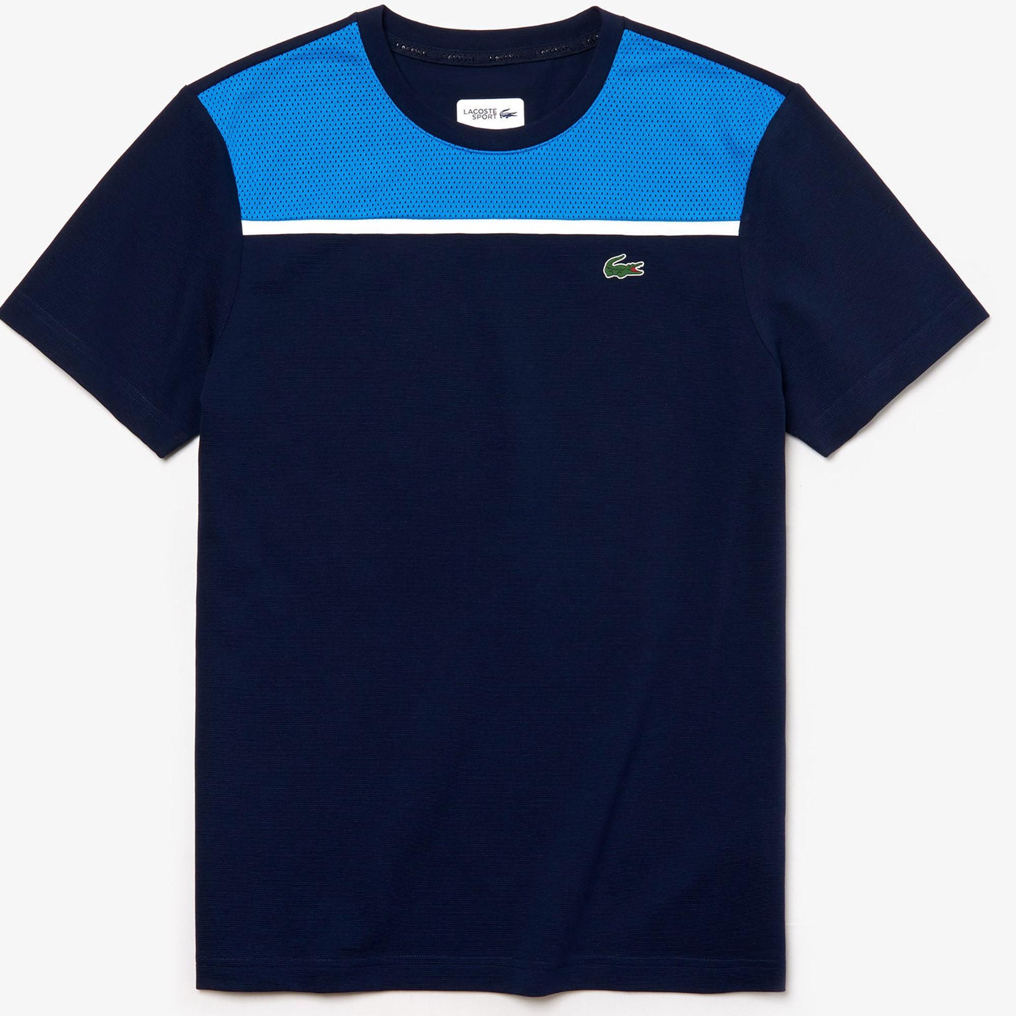 Lacoste Mens Crew Neck T-Shirt - Navy Blue/Blue/White - Tennisnuts.com