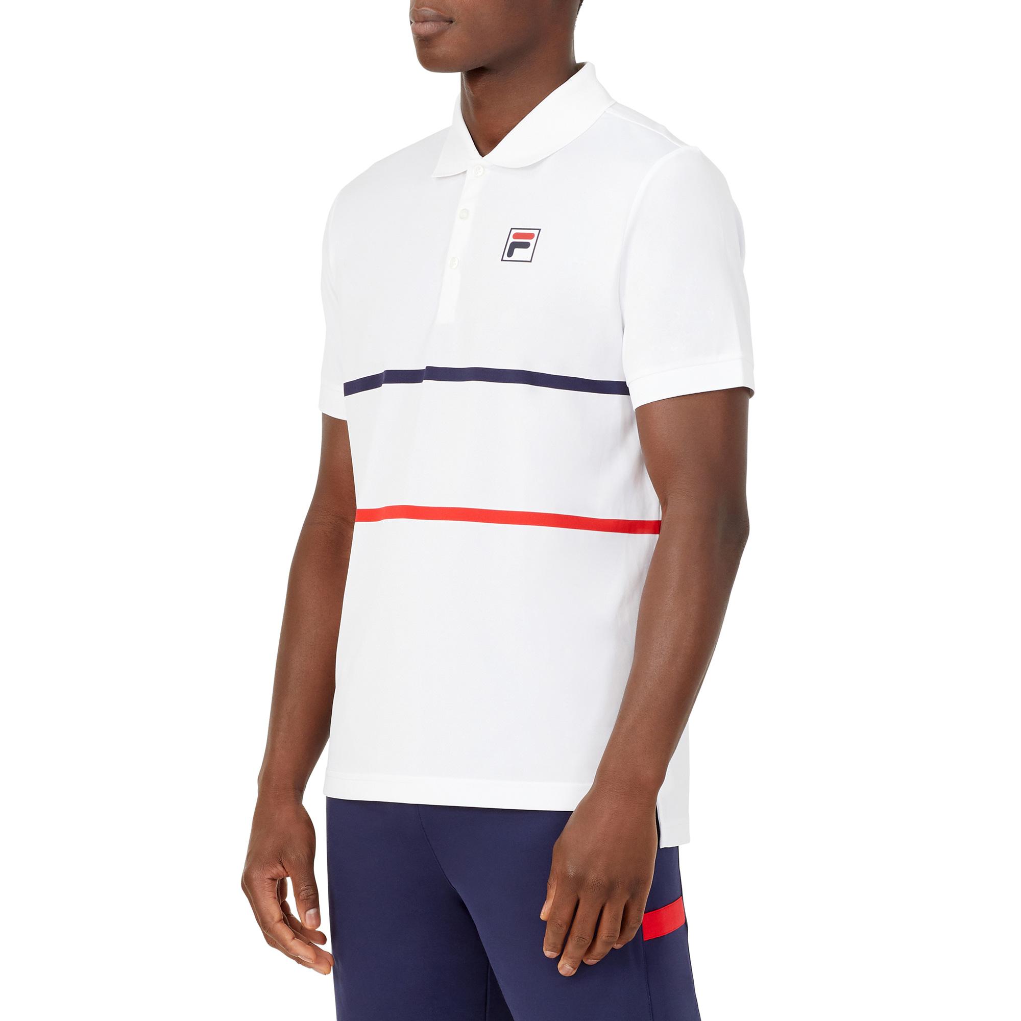 Fila Mens Tennis Stripe Polo White
