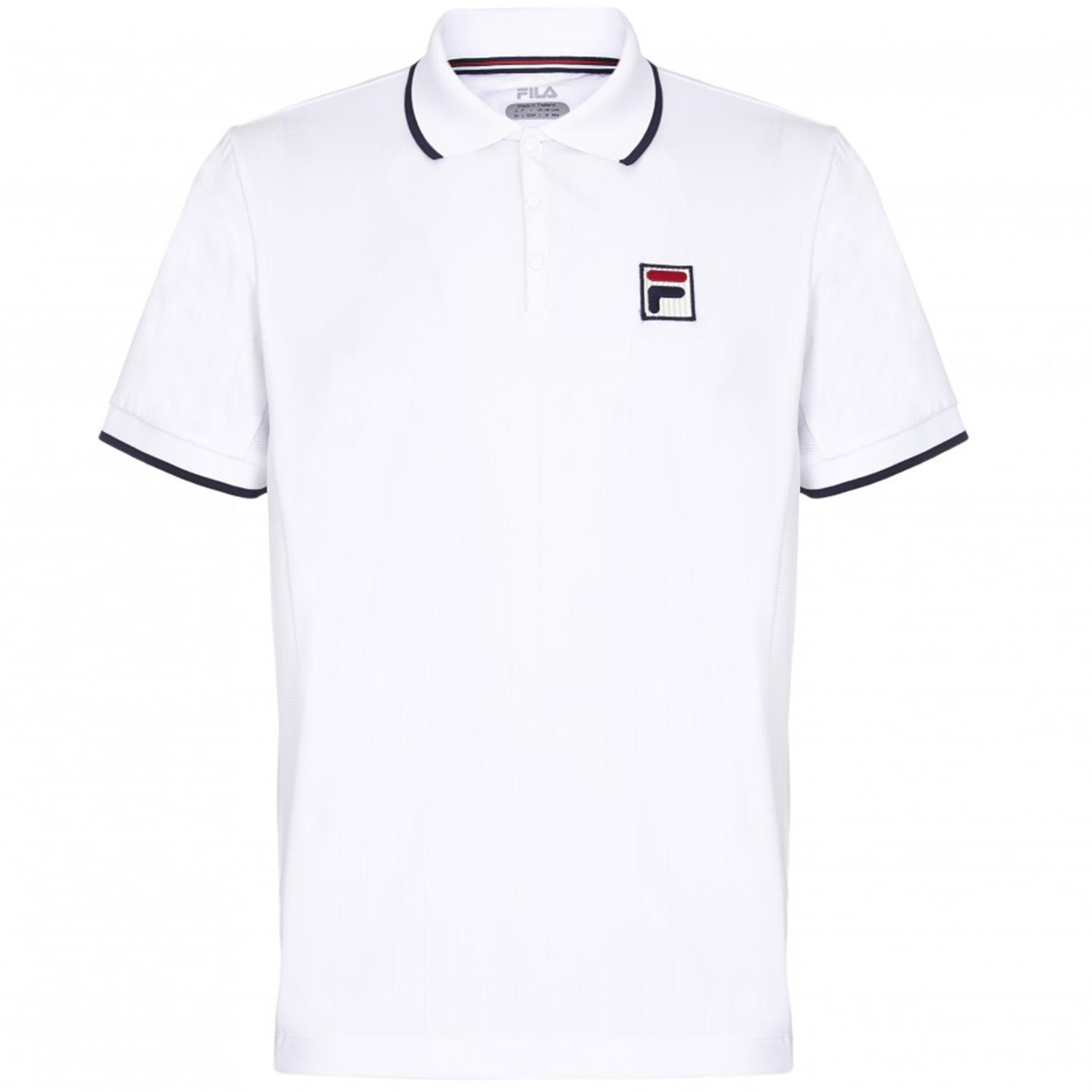 Fila Mens Heritage Mesh Polo - White - Tennisnuts.com