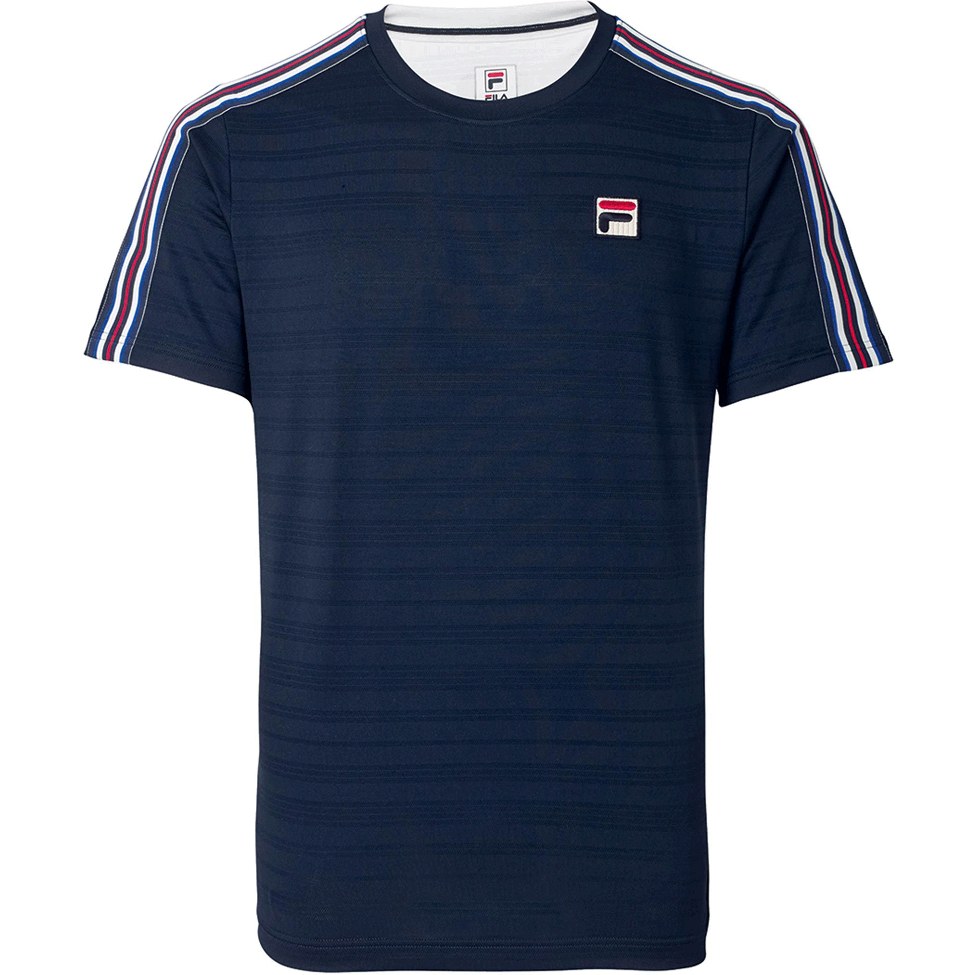 Fila Mens Heritage Striped Crew Neck Tee - Navy Blue - Tennisnuts.com