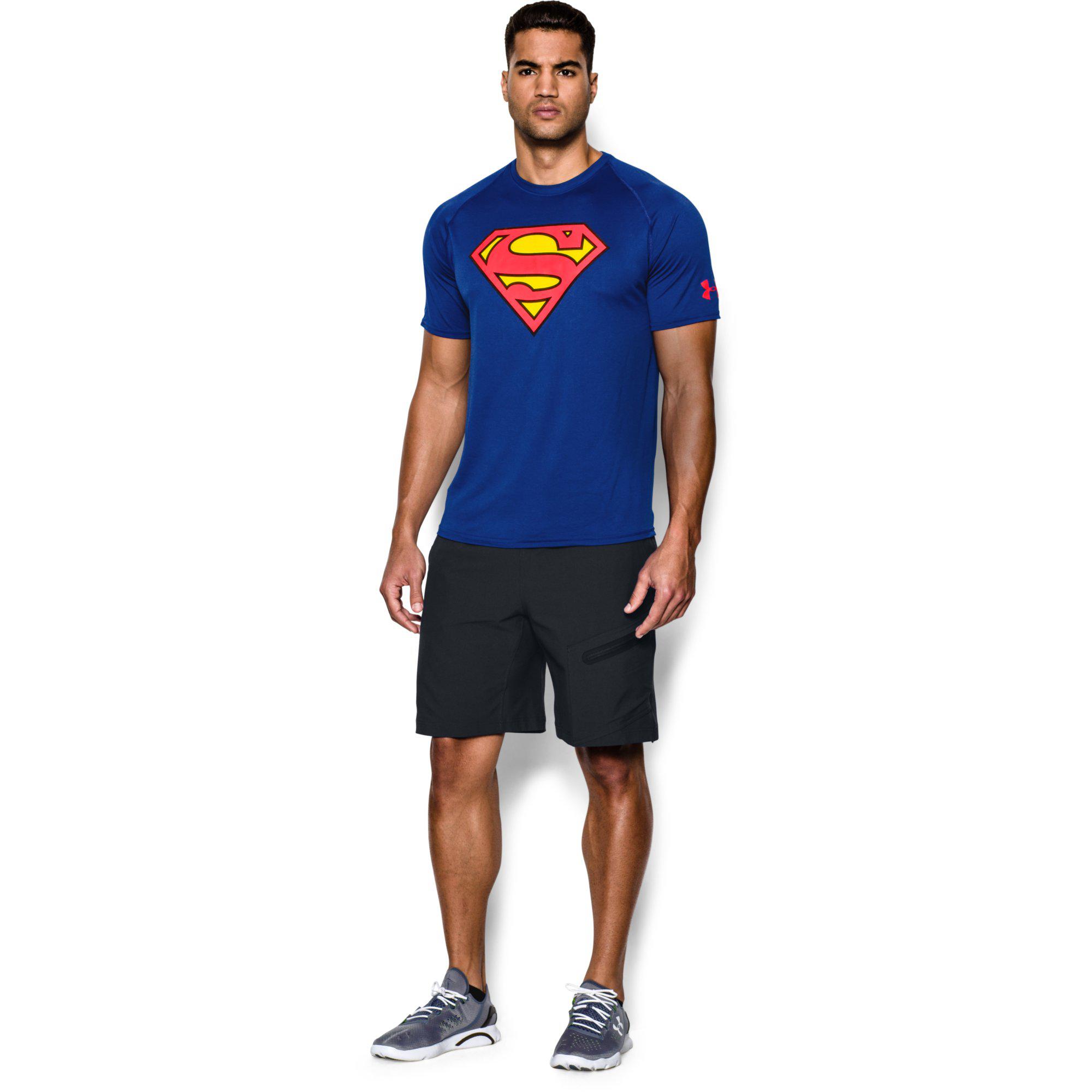 Under Armour Mens Superman Core Short Sleeve Tee Blue/Red