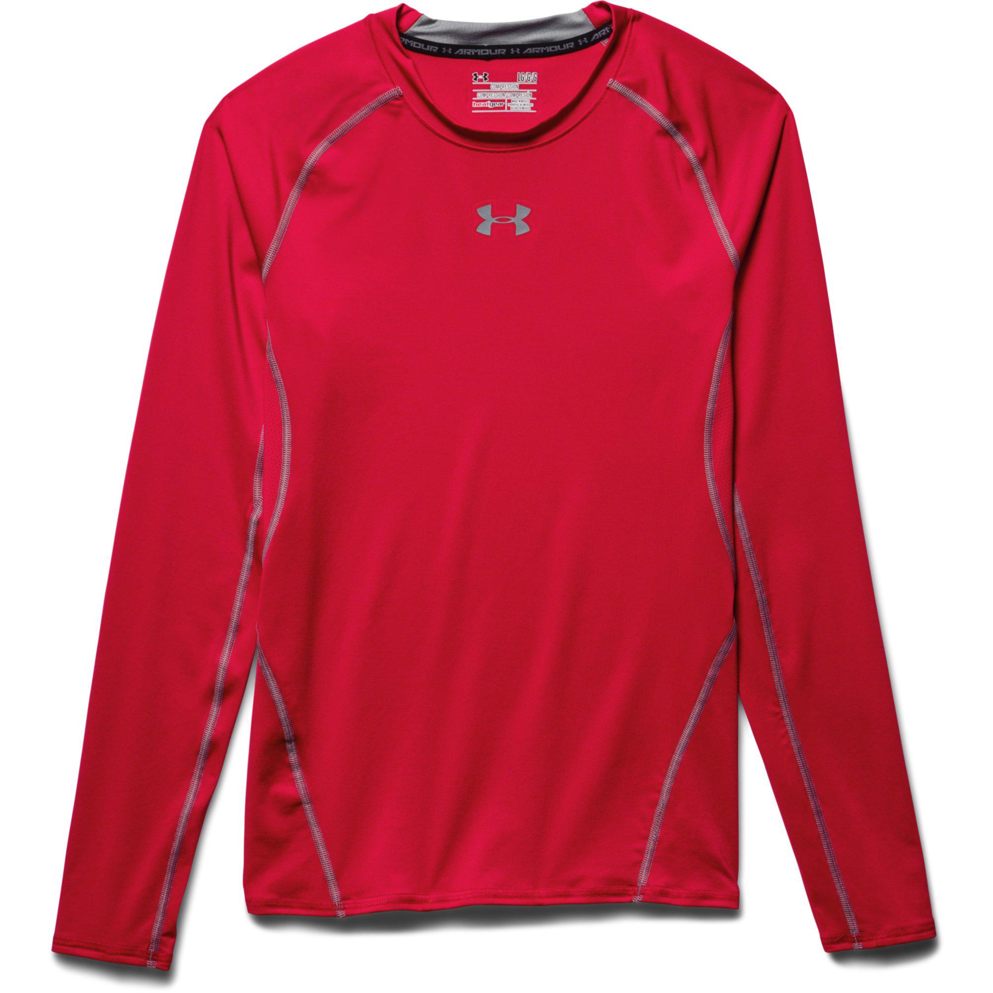 Under Armour Mens HeatGear Long Sleeve Compression Top - Red ...