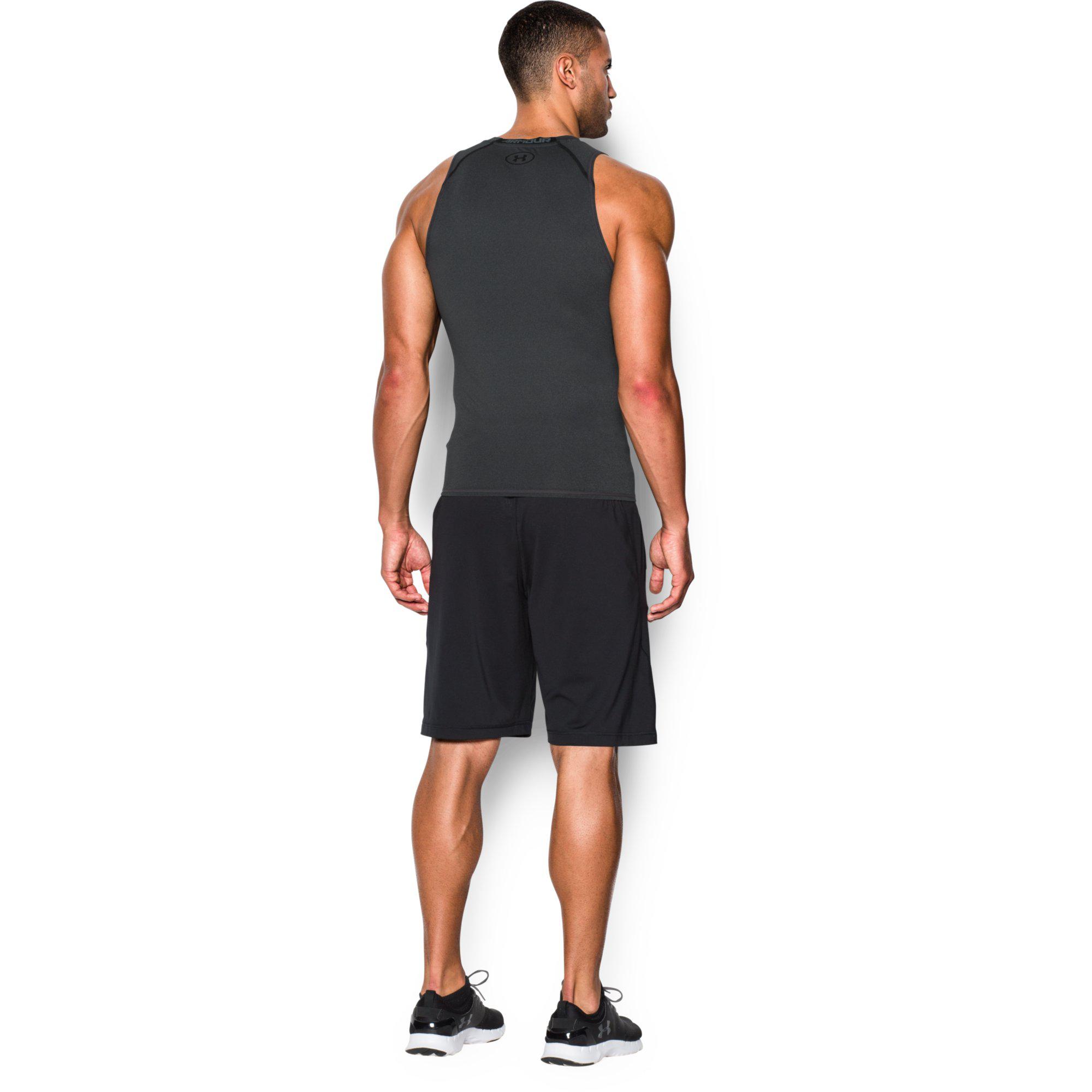 Under Armour Mens HeatGear Compression Tank Top Carbon Heather