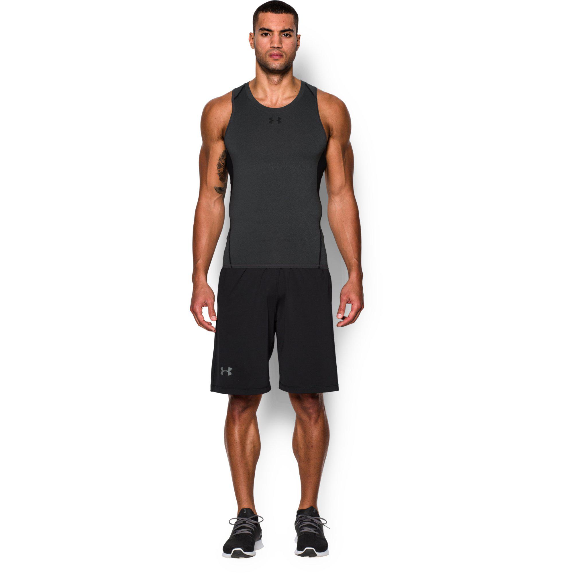 Under Armour Mens HeatGear Compression Tank Top Carbon Heather