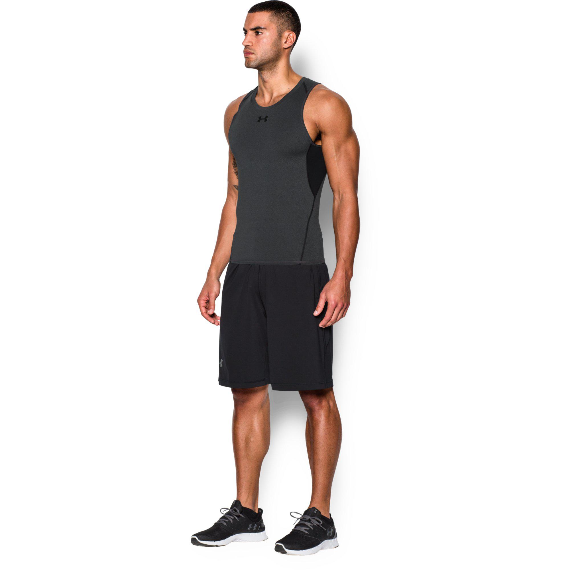 Under Armour Mens HeatGear Compression Tank Top Carbon Heather