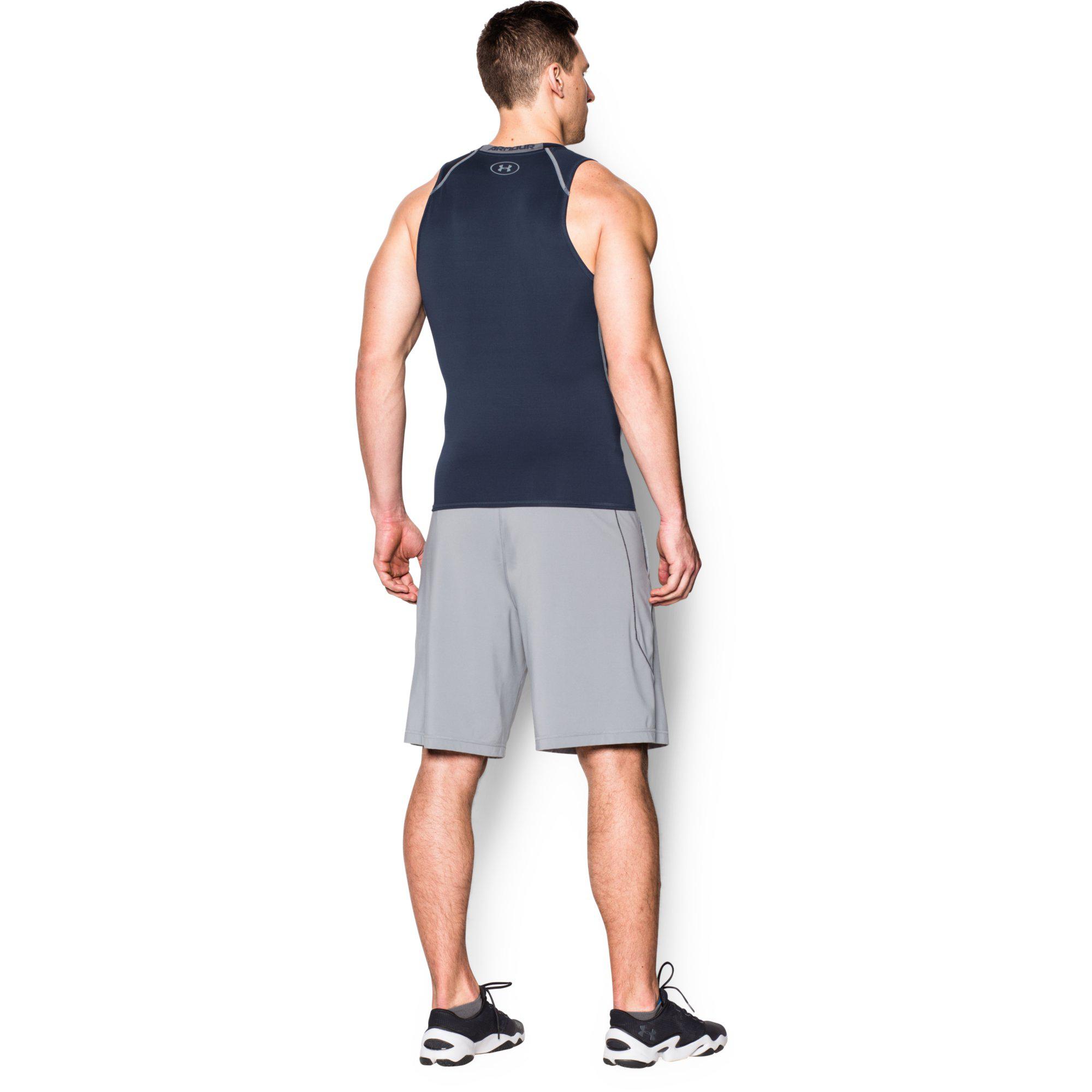 Under Armour Mens HeatGear Compression Tank Top Navy