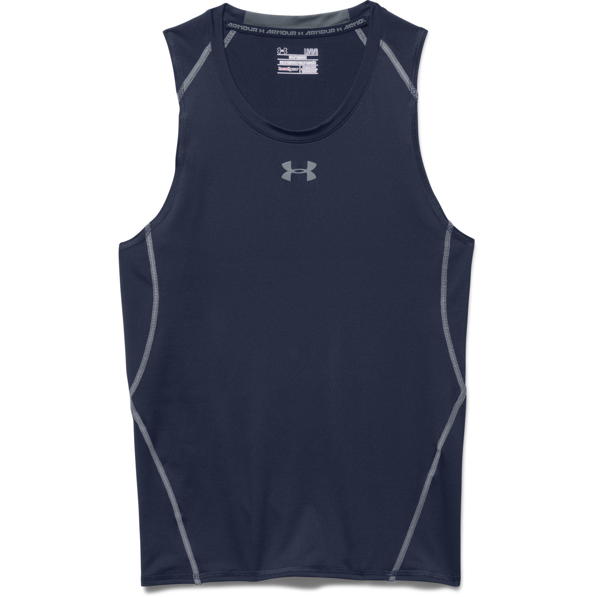 Under Armour Mens HeatGear Compression Tank Top - Navy 