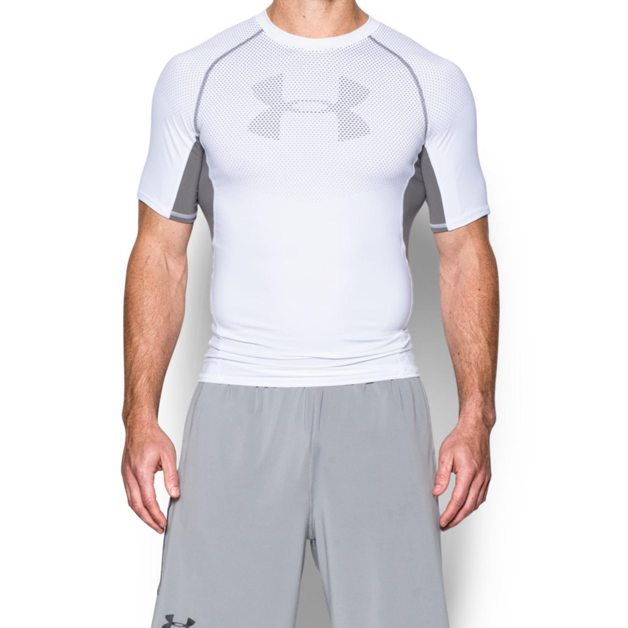 Under Armour Mens HeatGear Graphic Compression Top White/Graphite