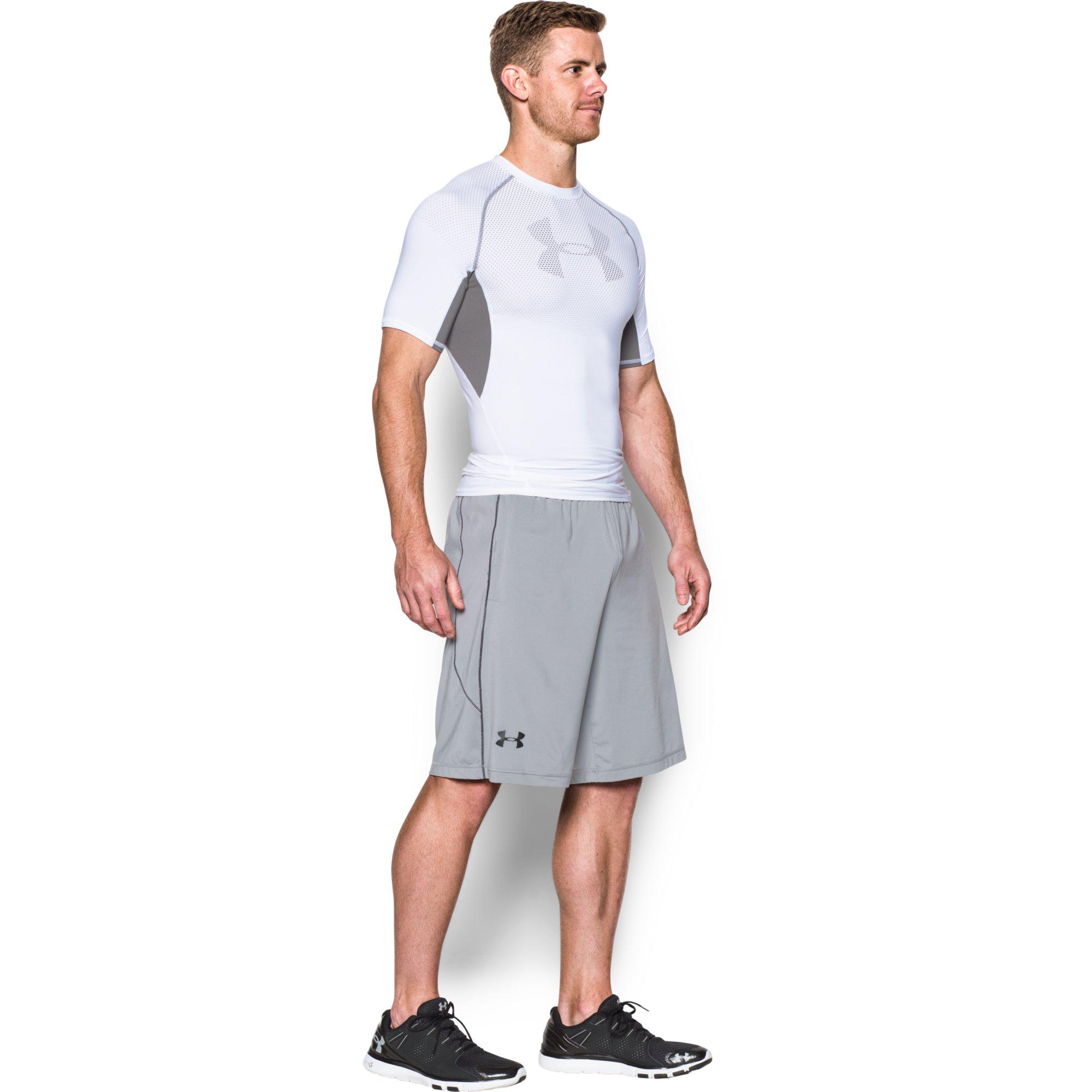 Under Armour Mens HeatGear Graphic Compression Top White/Graphite