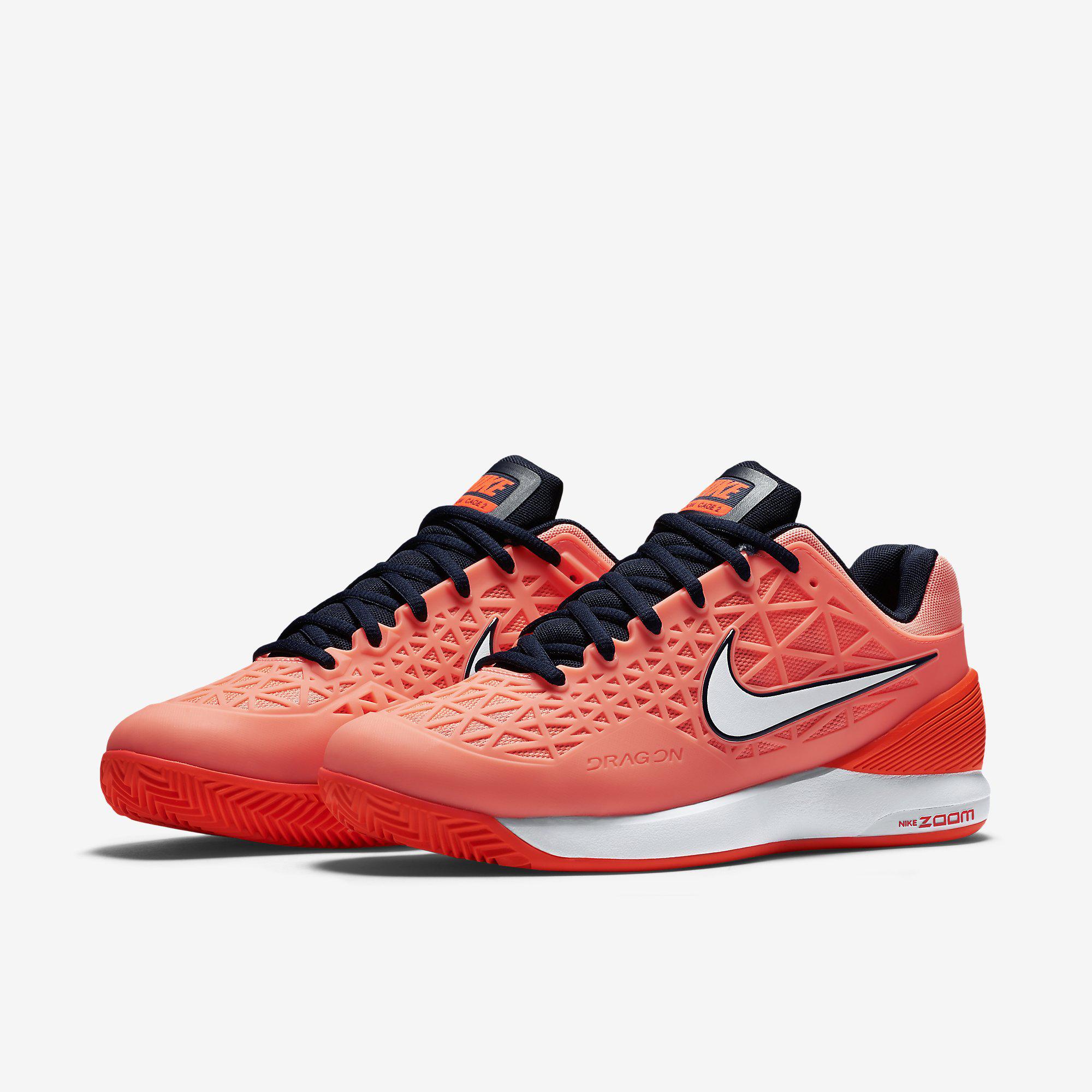 Nike Womens Zoom Cage 2 Clay Court Tennis Shoes - Atomic Pink / Crimson ...
