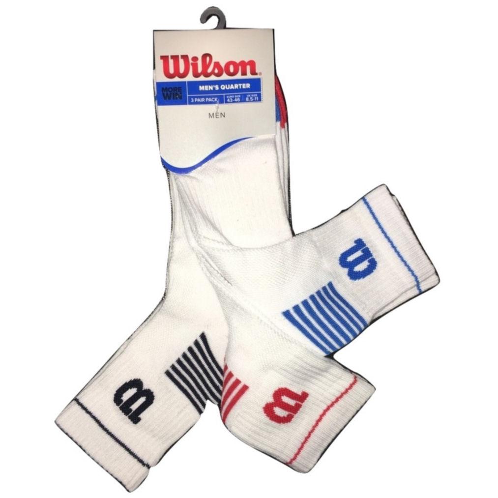 Wilson Quarter Mixed Trim Socks (3 Pairs) - White (Size 8.5-11 ...