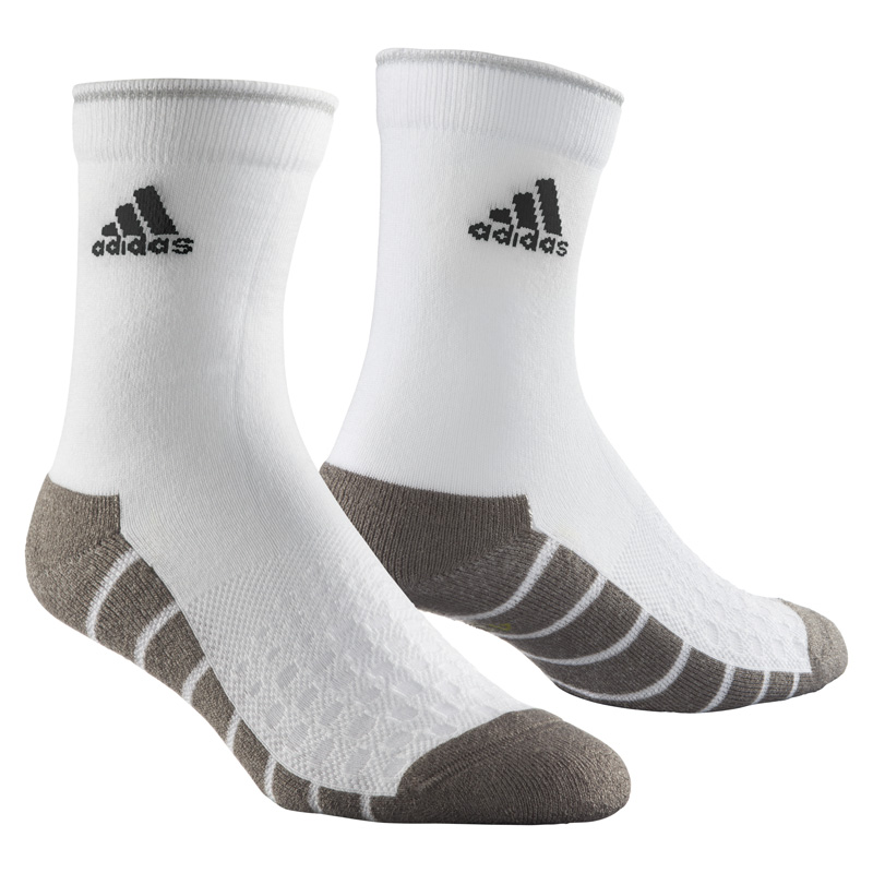 Adidas Half Crew Socks - White/Heather Grey (1 Pair Pack) - Tennisnuts.com