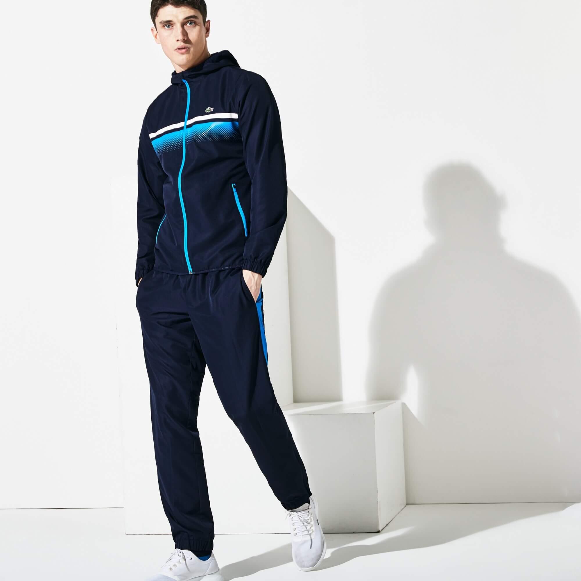 Lacoste Mens Colourblock Sweatsuit Blue/White/Navy Blue