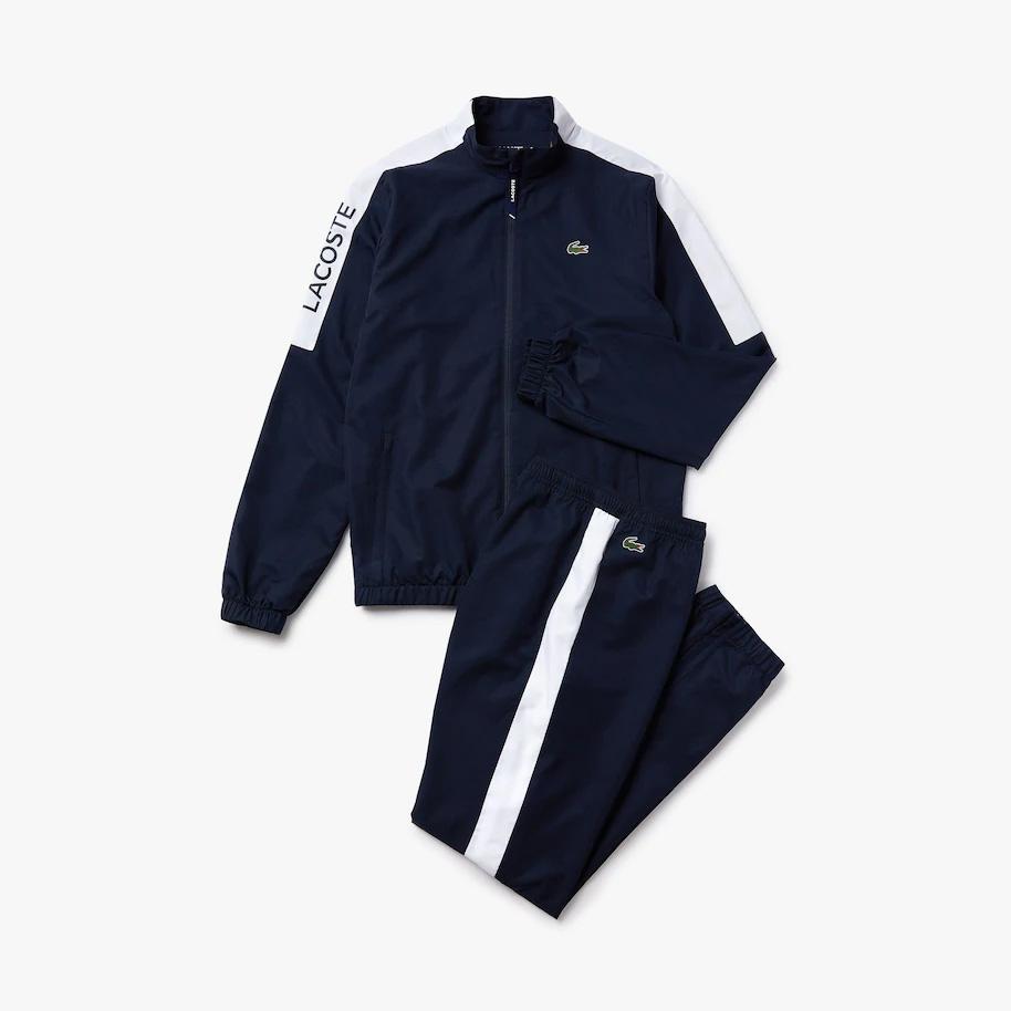 black and blue lacoste tracksuit