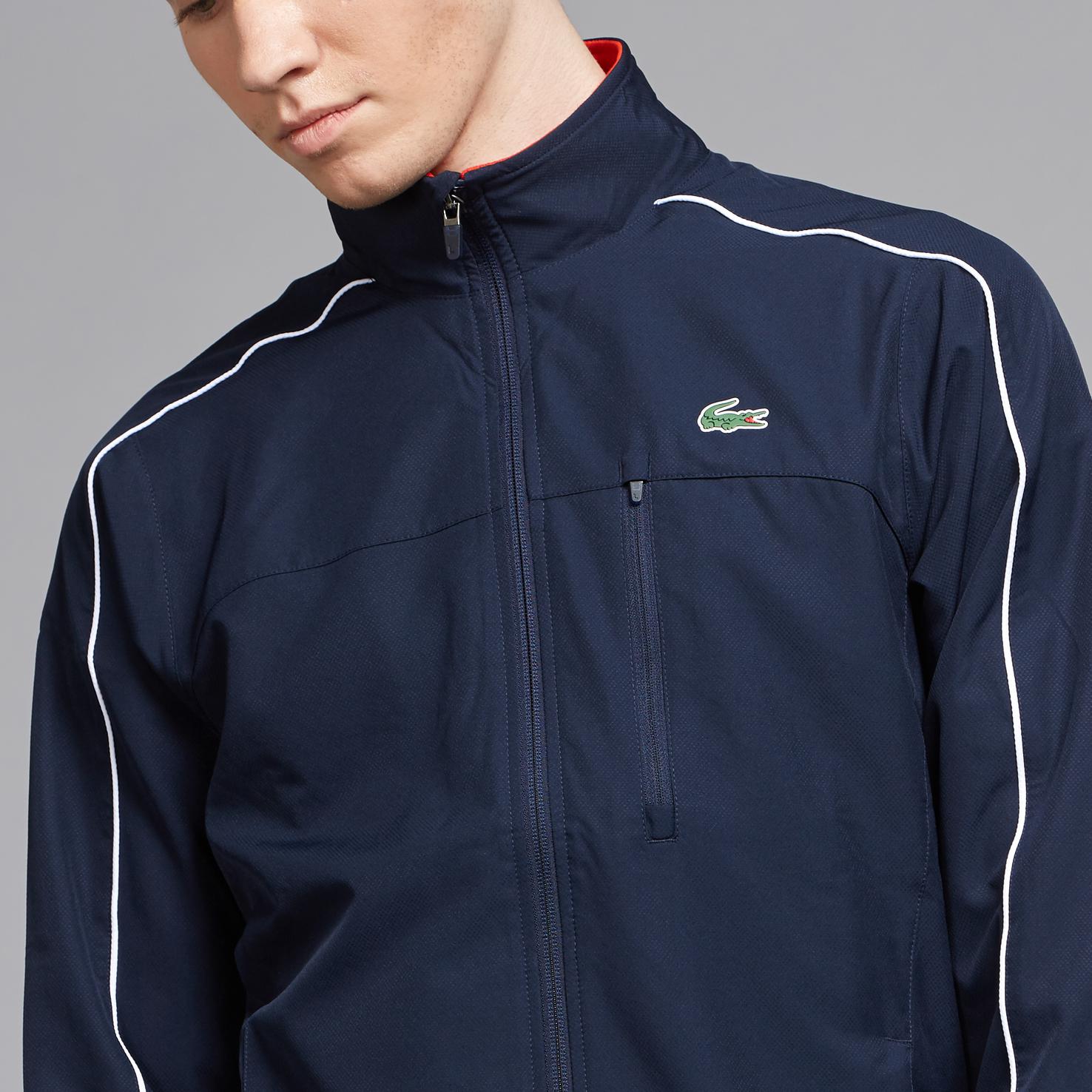 Lacoste Sport Mens Taffeta Tracksuit - Navy Blue/Red - Tennisnuts.com