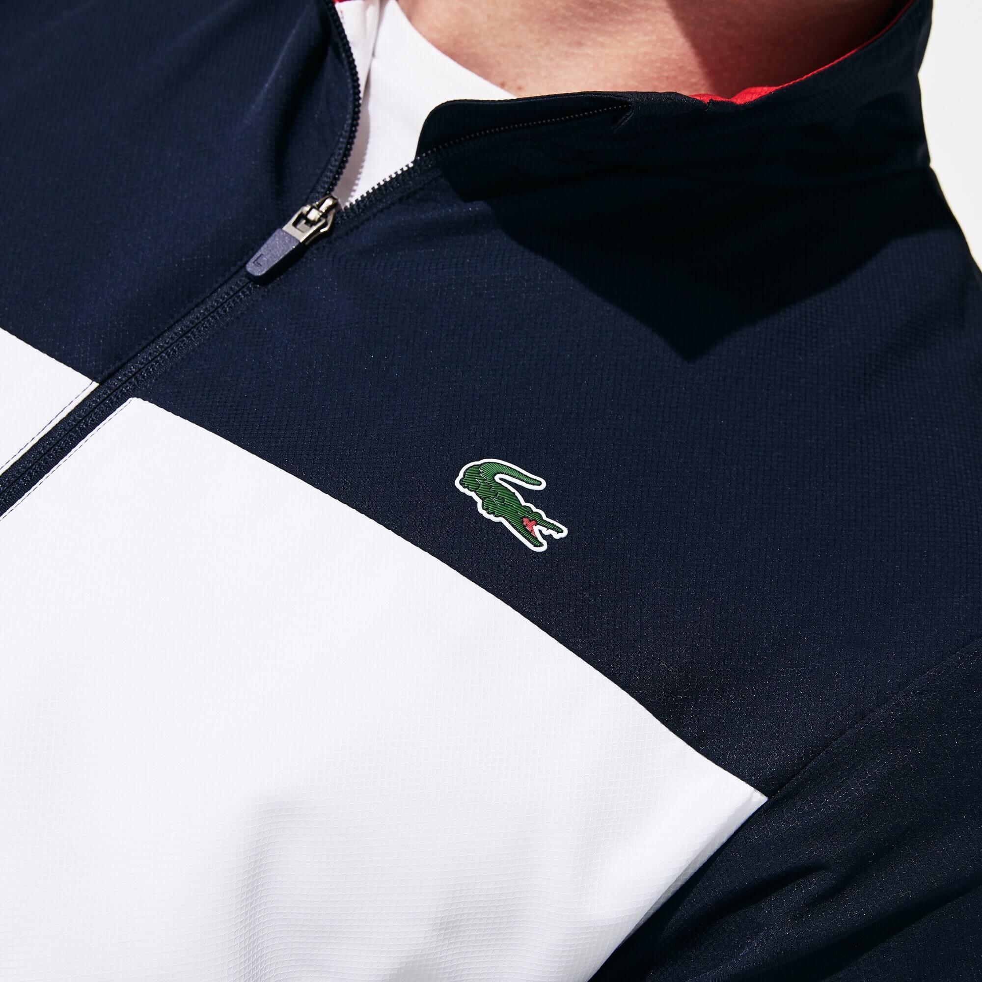 Lacoste Mens Colourblock Sweatsuit Navy Blue/White/Red