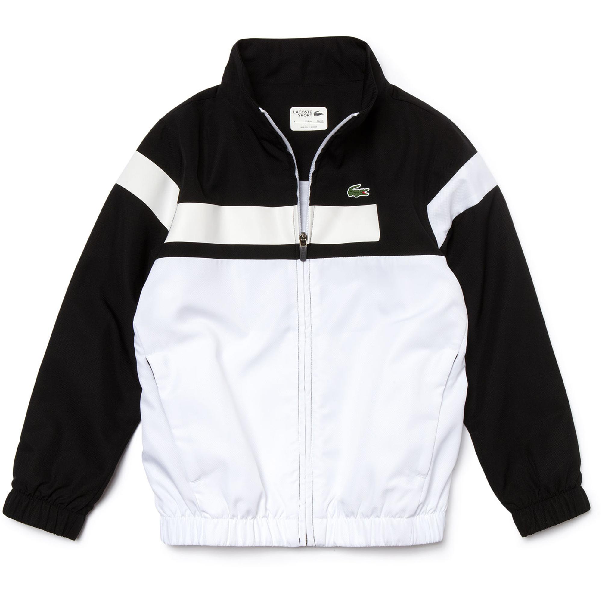 Lacoste Sport Boys Tracksuit - White/Black - Tennisnuts.com