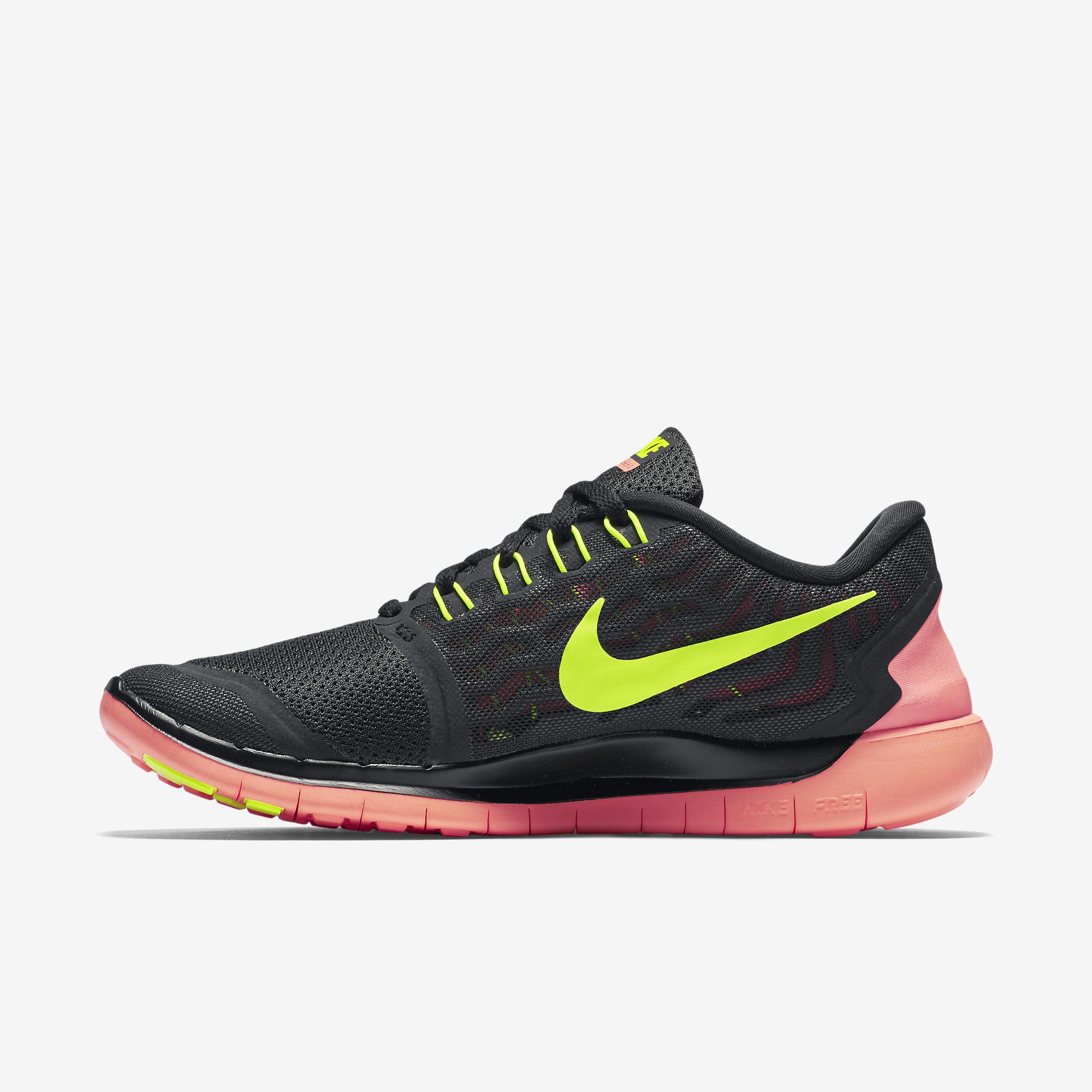 Nike Womens Free 5.0 Running Shoes - Black/Yellow/Mango ...